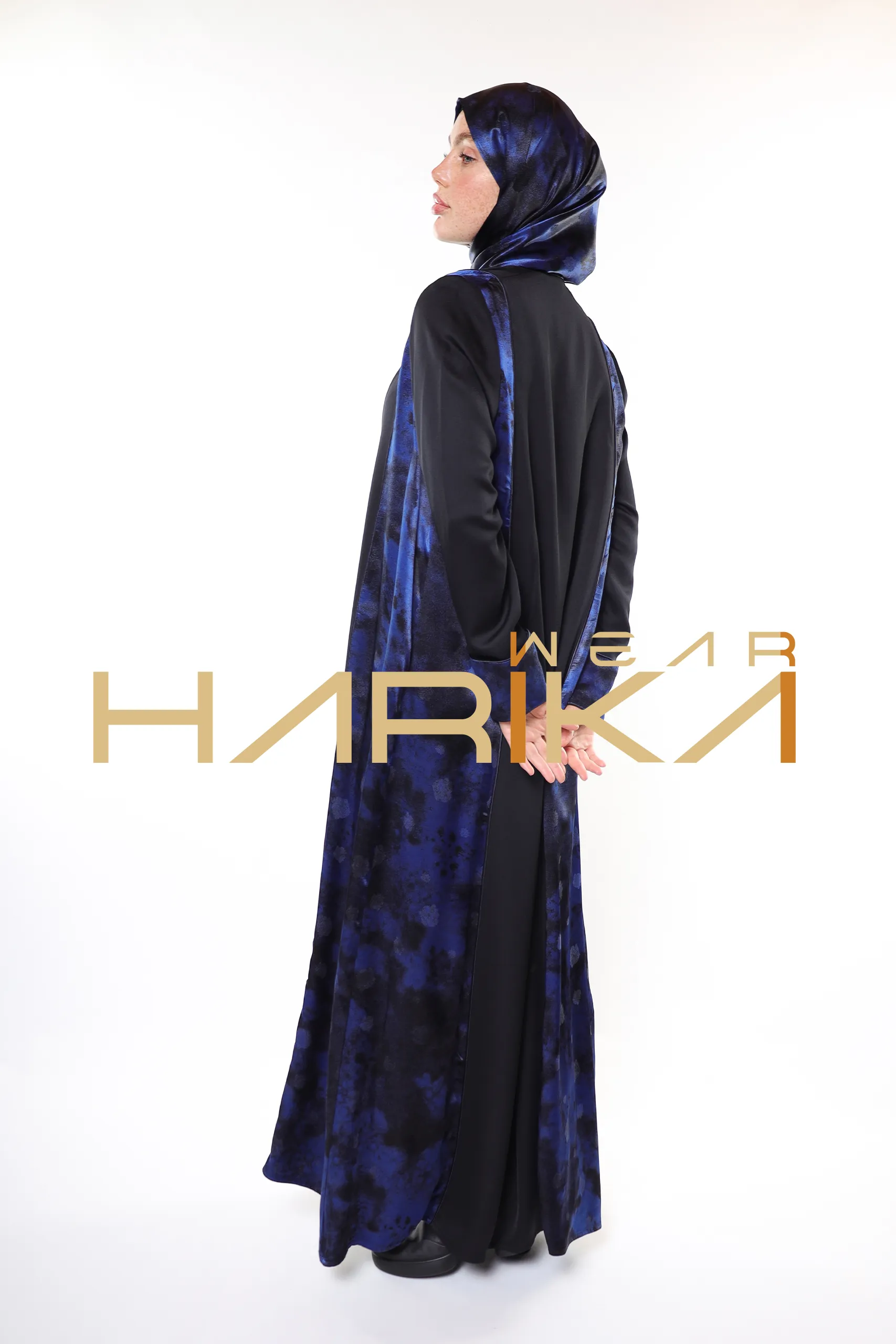 Modern and Elegant Design Blue and Black Detailed Luxury Abaya - Image 8