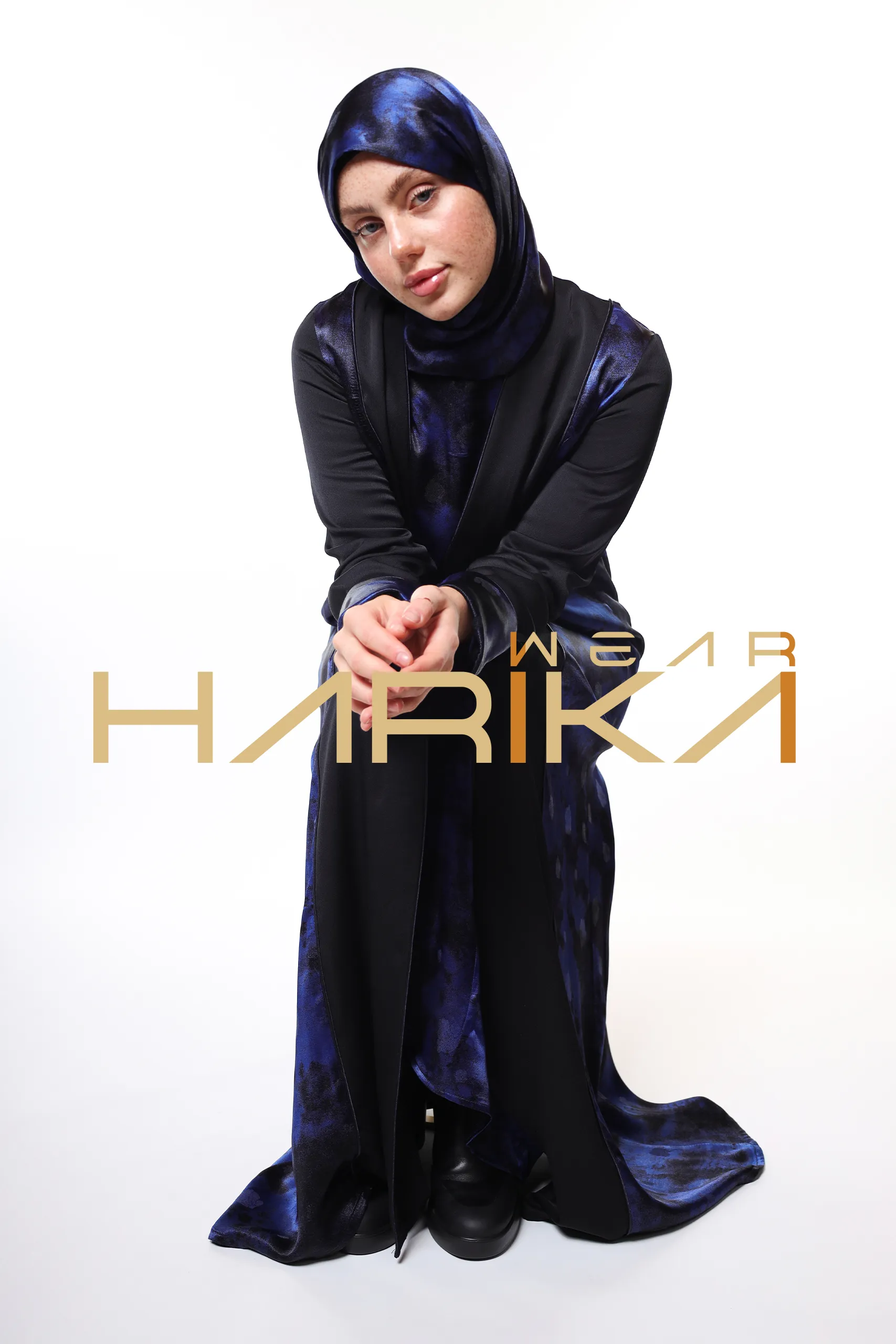 Modern and Elegant Design Blue and Black Detailed Luxury Abaya - Image 3