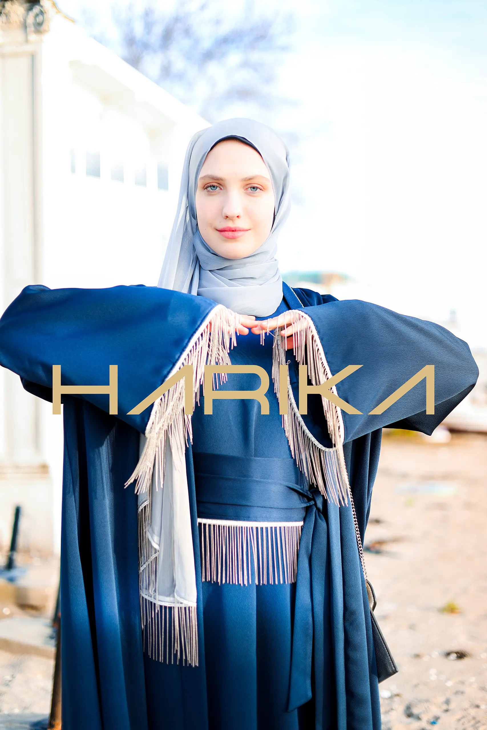 Belted Blue Silk Crepe Dress - Image 2