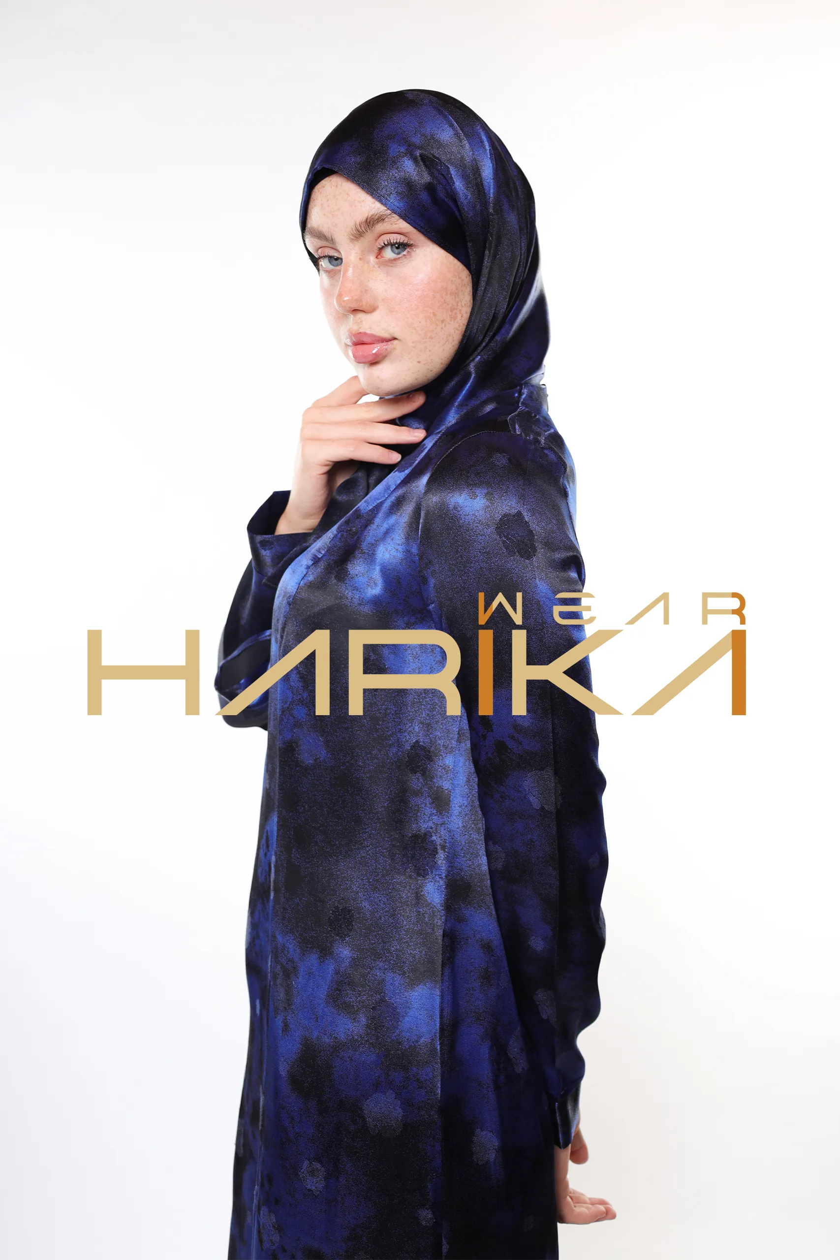 Modern and Elegant Design Blue and Black Detailed Luxury Dress - Image 12