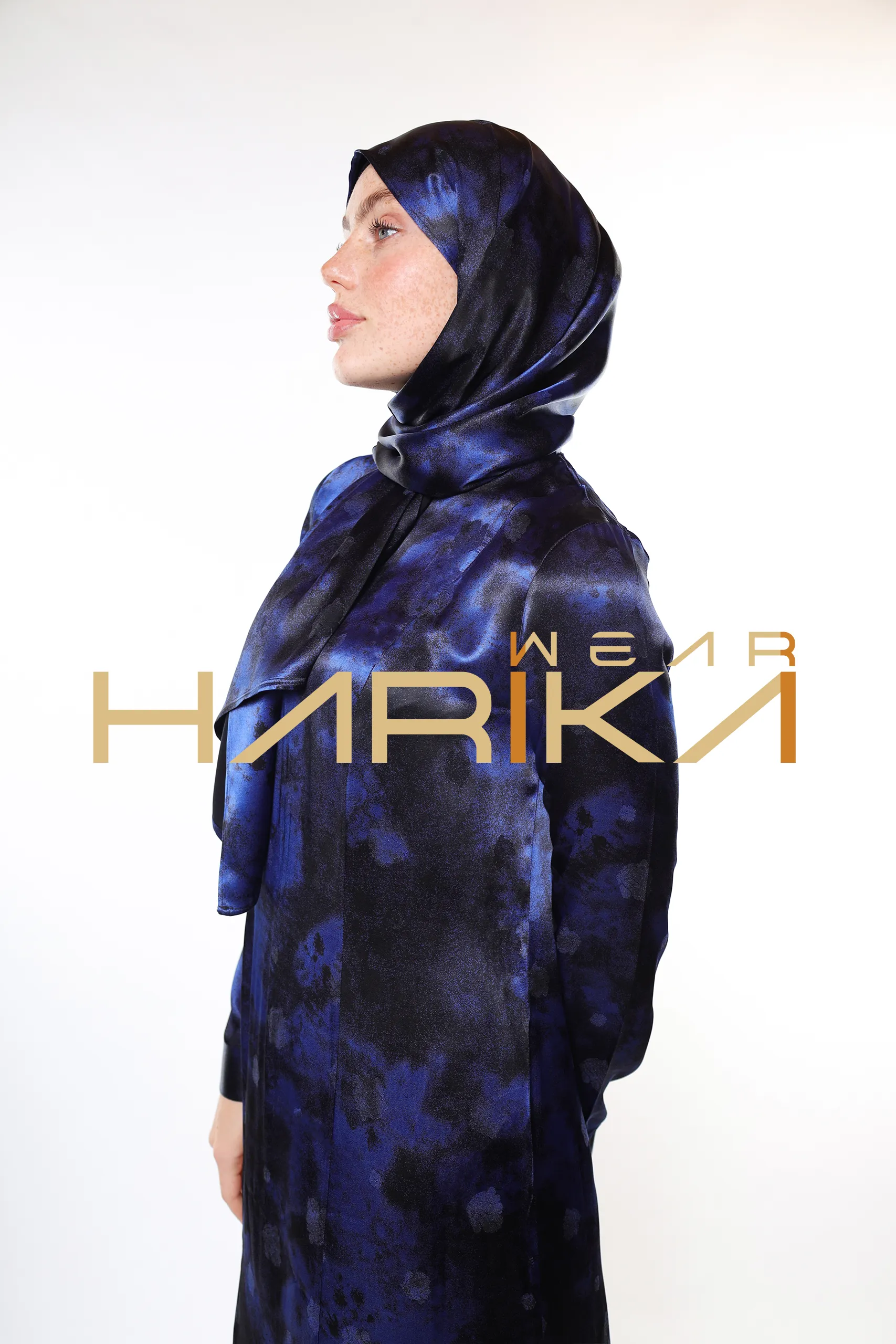 Modern and Elegant Design Blue and Black Detailed Luxury Dress - Image 2
