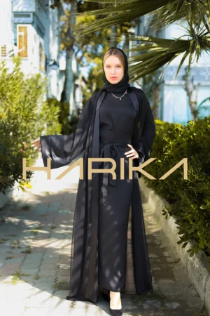 Chiffon and Silk Crepe 3 piece Abaya Set