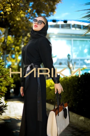 Side Tie Long Black Dress