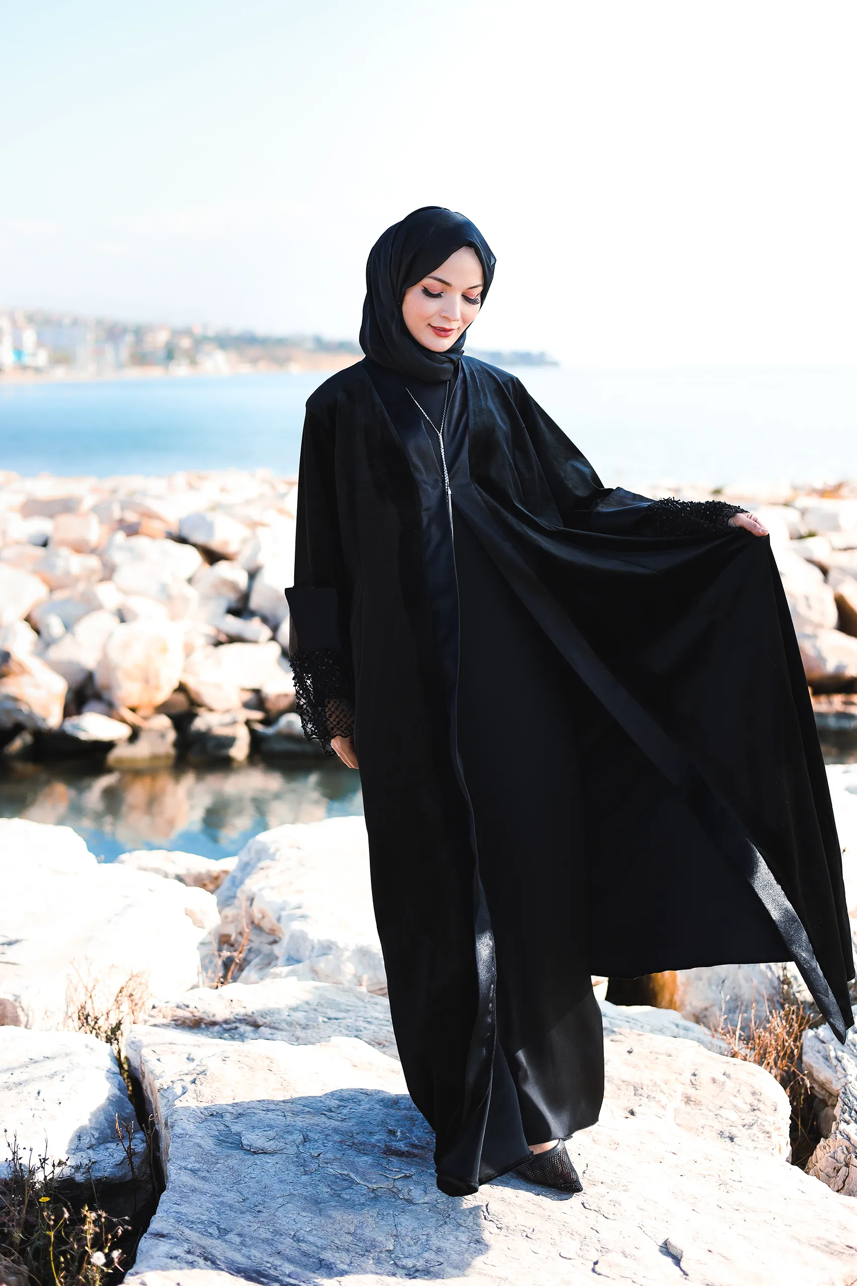 3 Piece Women's Set – Abaya, Dress and Shawl - Image 6