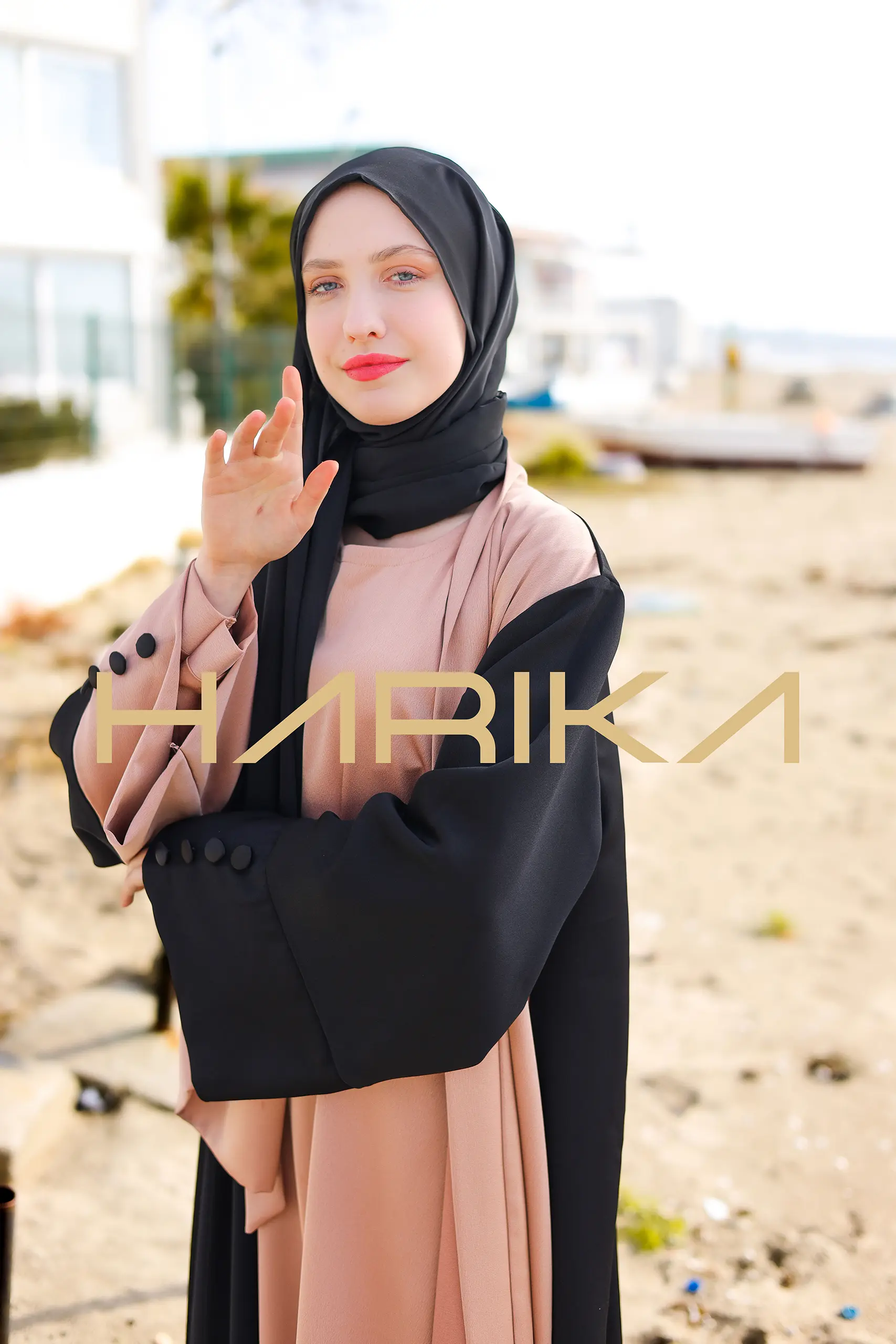 Practical and elegant two-tone silk crepe abaya (the dress is not included) - Image 14