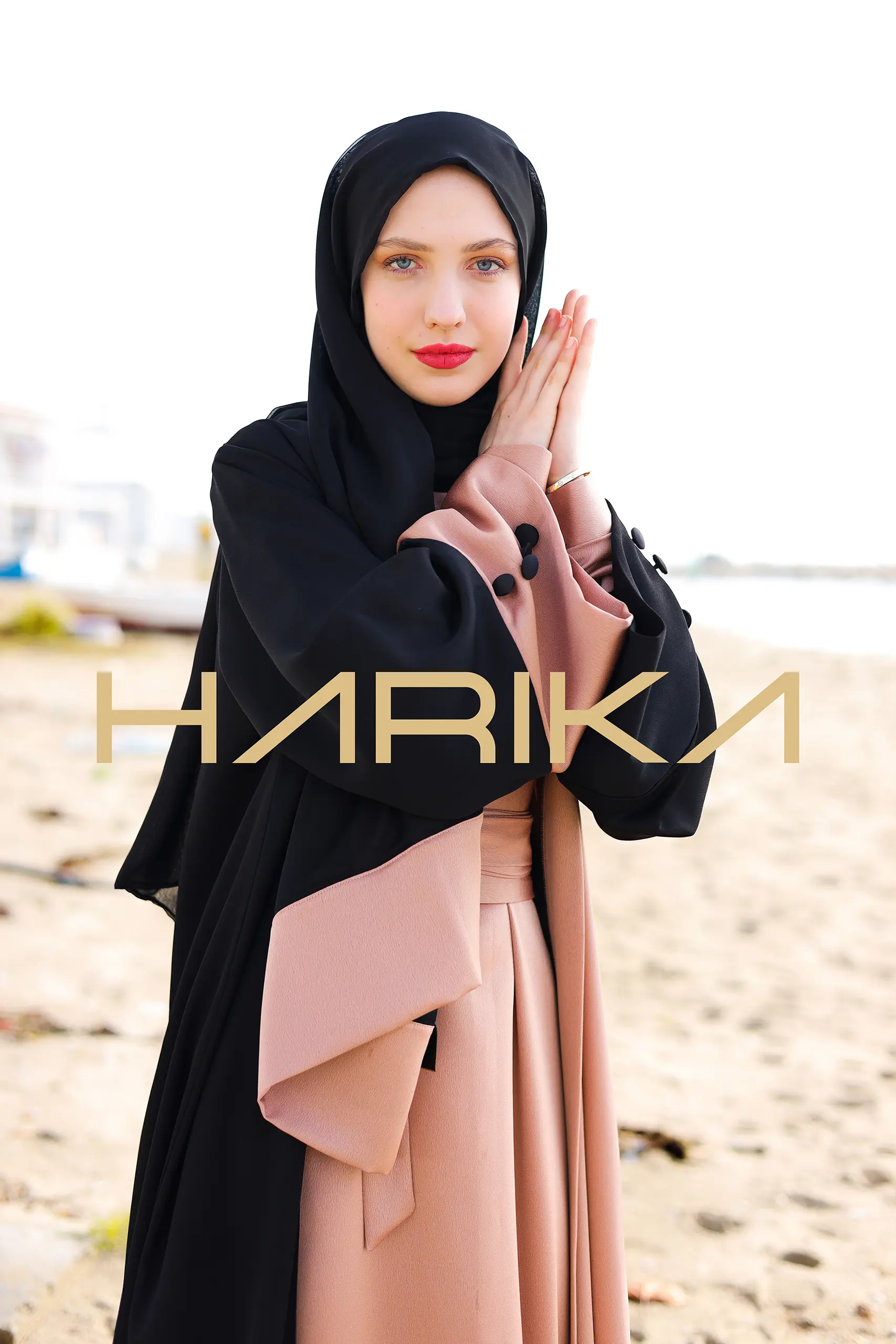 Practical and elegant two-tone silk crepe abaya (the dress is not included) - Image 13