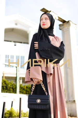 Practical and elegant two-tone silk crepe abaya (the dress is not included)