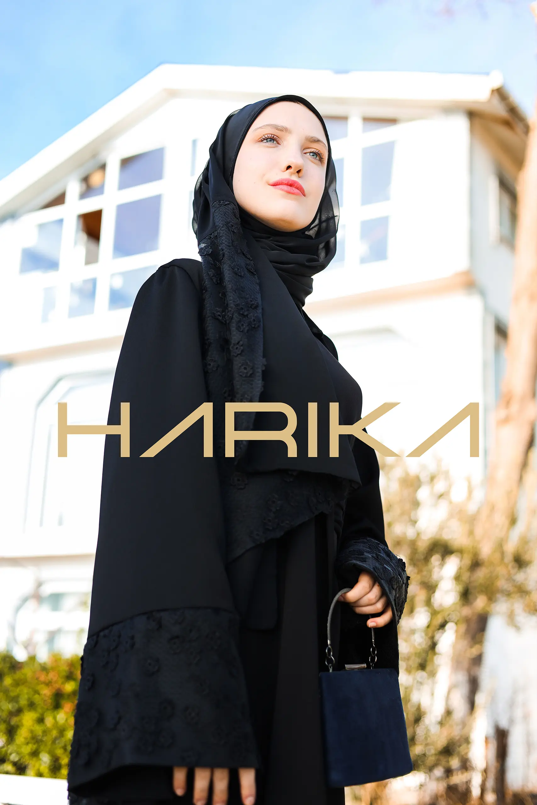 Luxurious abaya with black rose patterns
