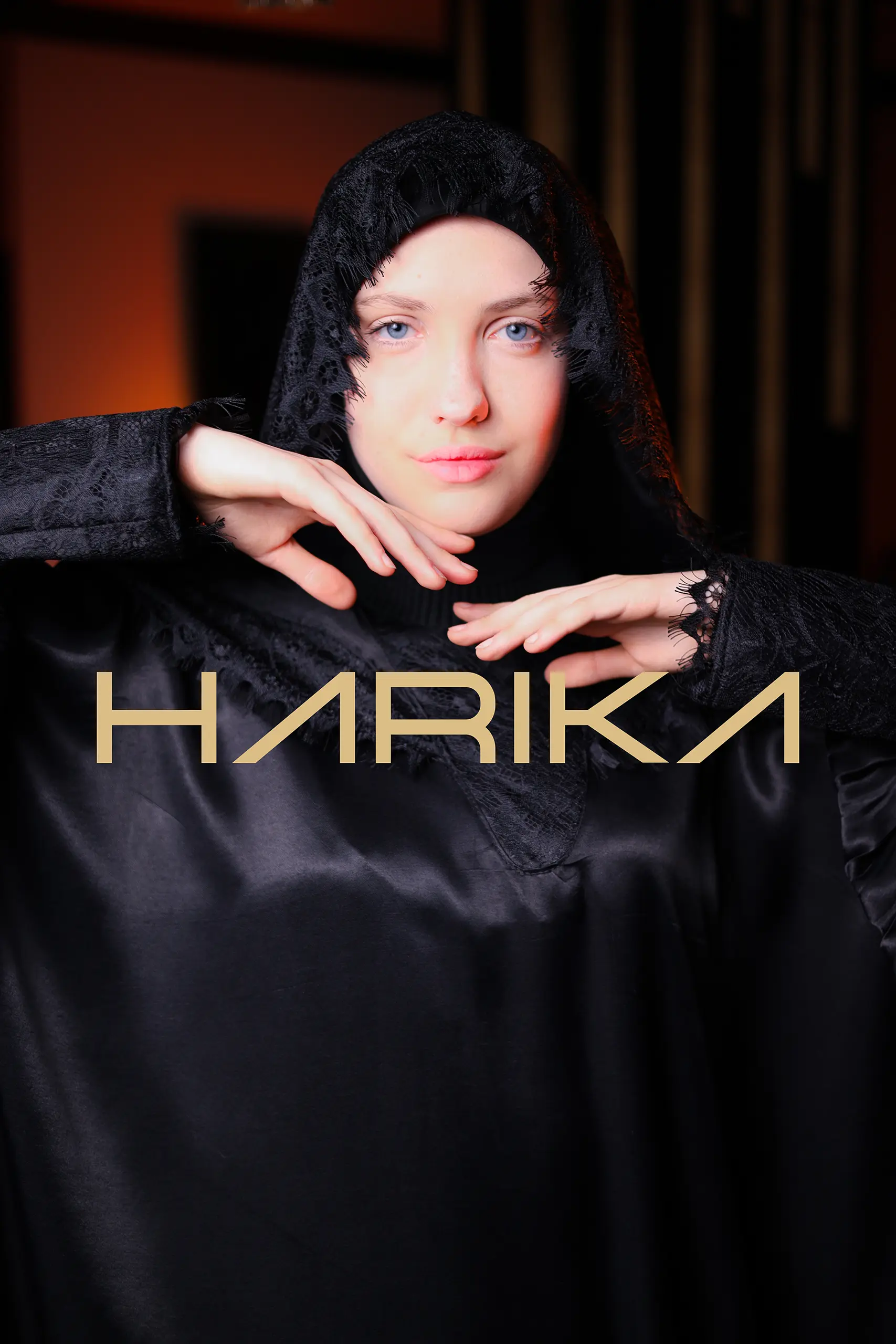 Zara satin prayer abaya with cape and lace details - Image 8