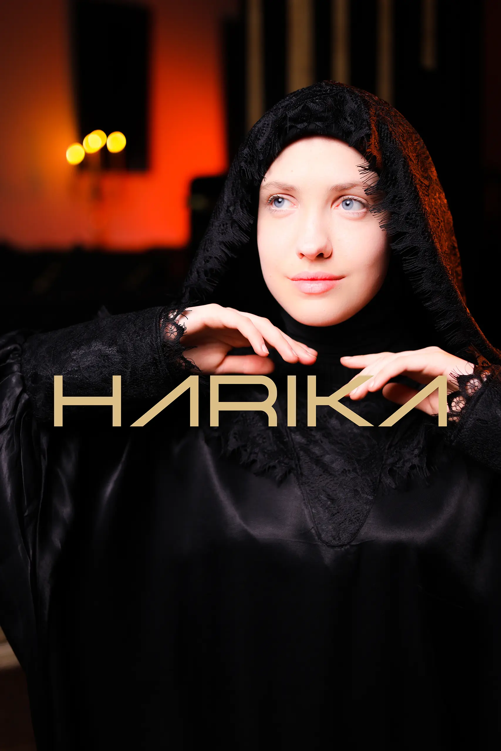 Zara satin prayer abaya with cape and lace details - Image 2