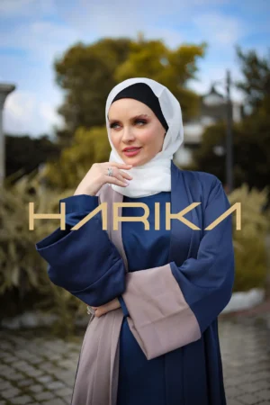 Practical and elegant two-tone silk crepe abaya (the dress is not included)