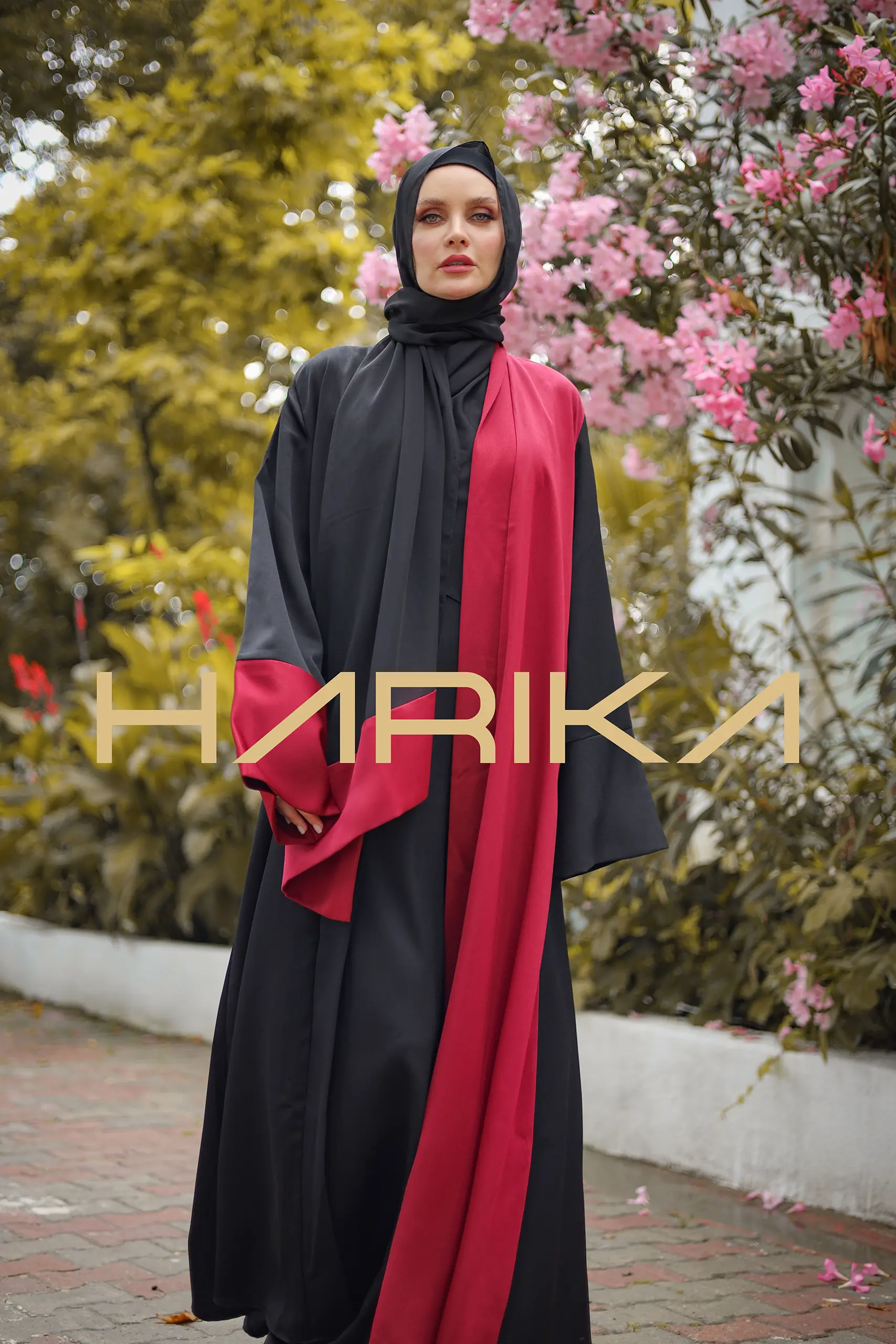 Black and Burgundy Abaya Set - Image 8