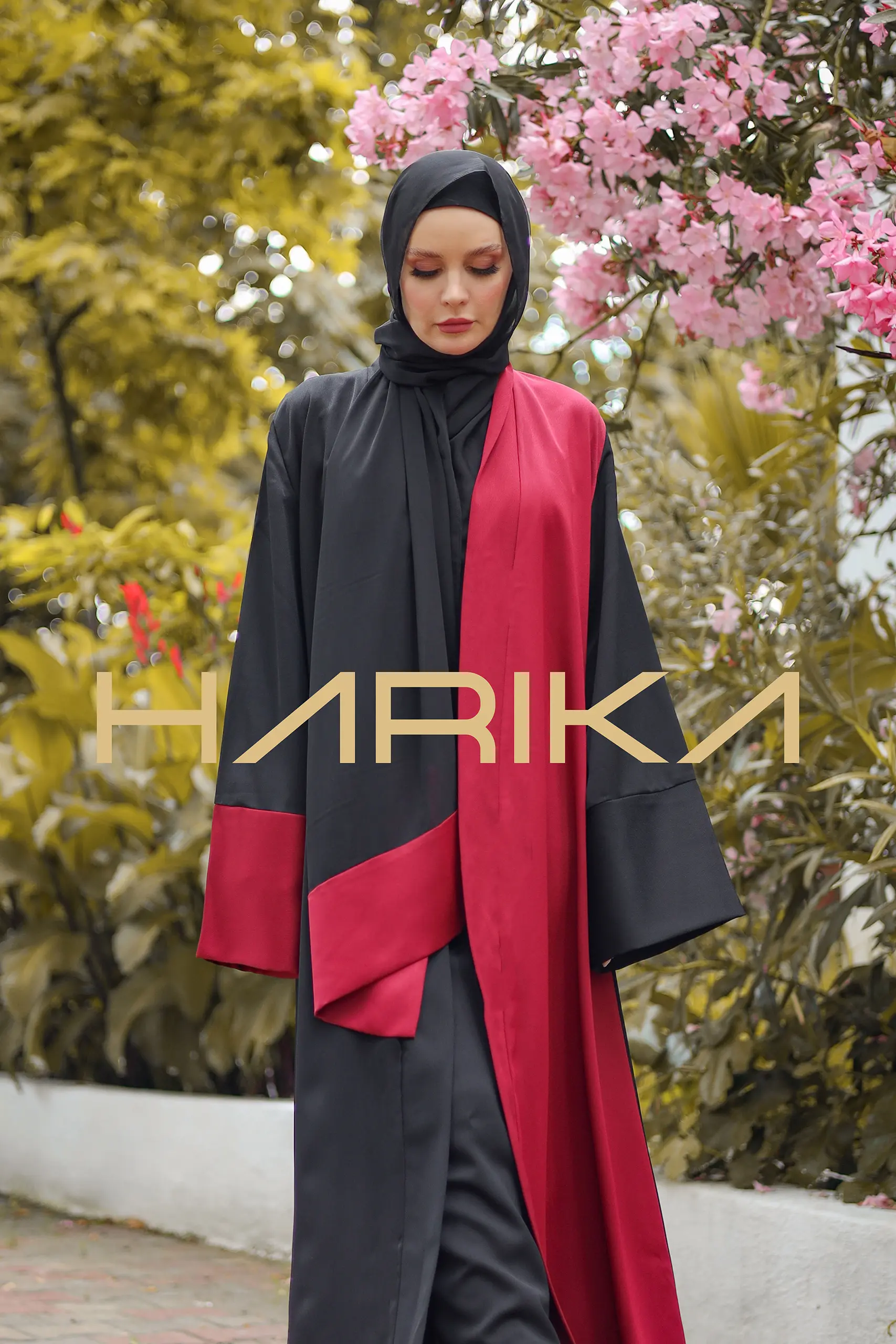 Black and Burgundy Abaya Set - Image 7