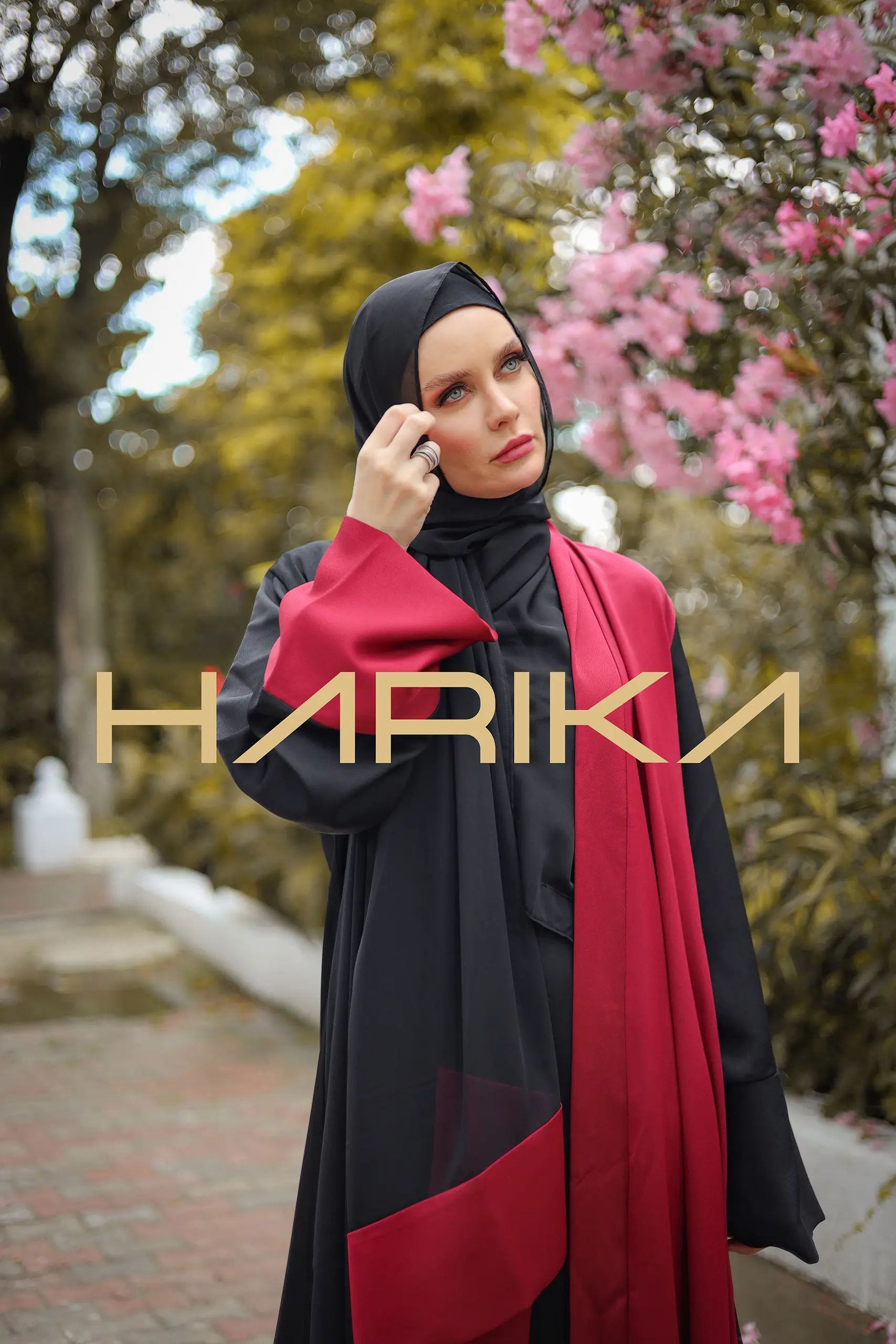 Black and Burgundy Abaya Set - Image 3