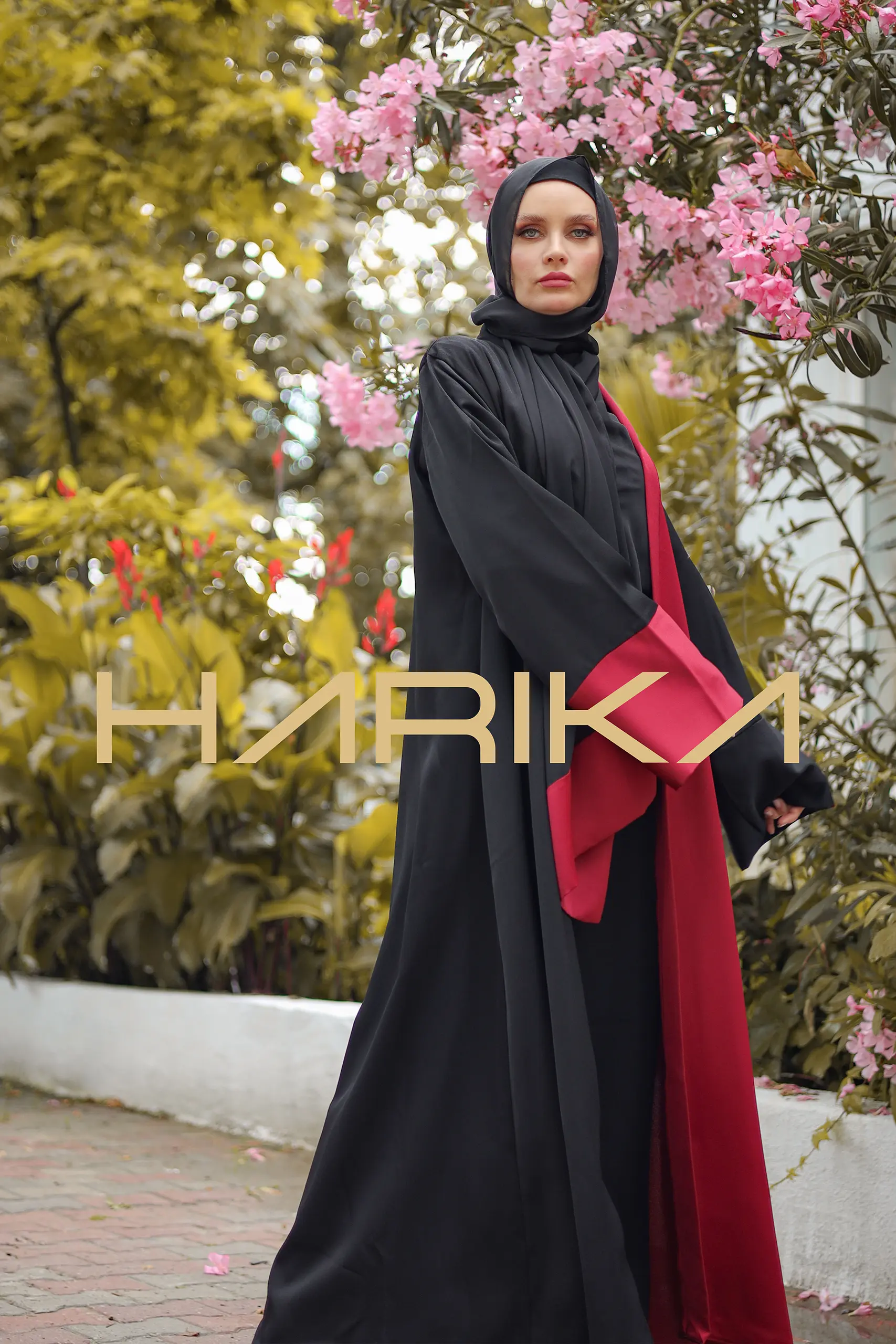 Black and Burgundy Abaya Set - Image 2