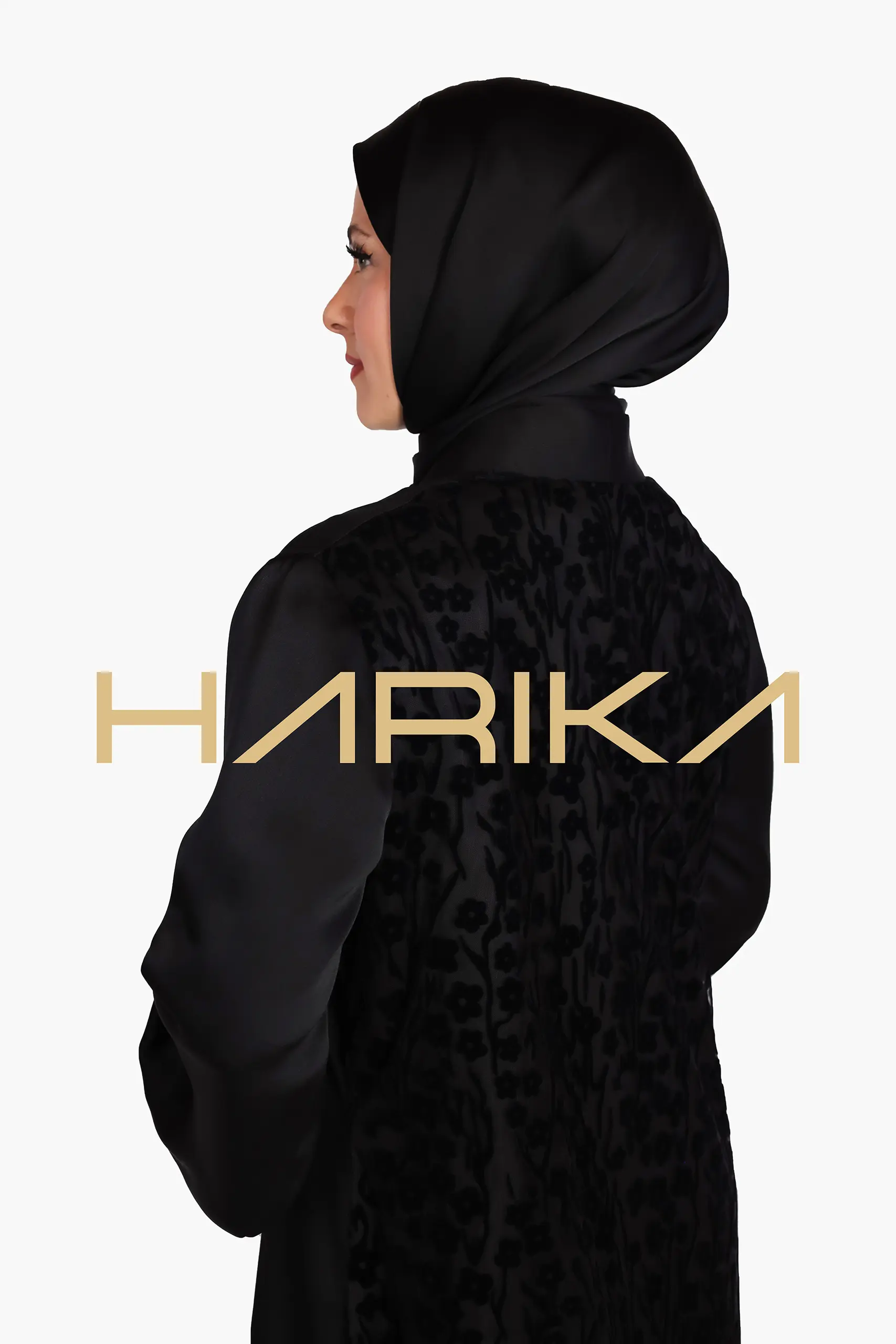 Black abaya with rose details - Image 9