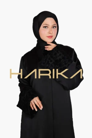 Black abaya with rose details