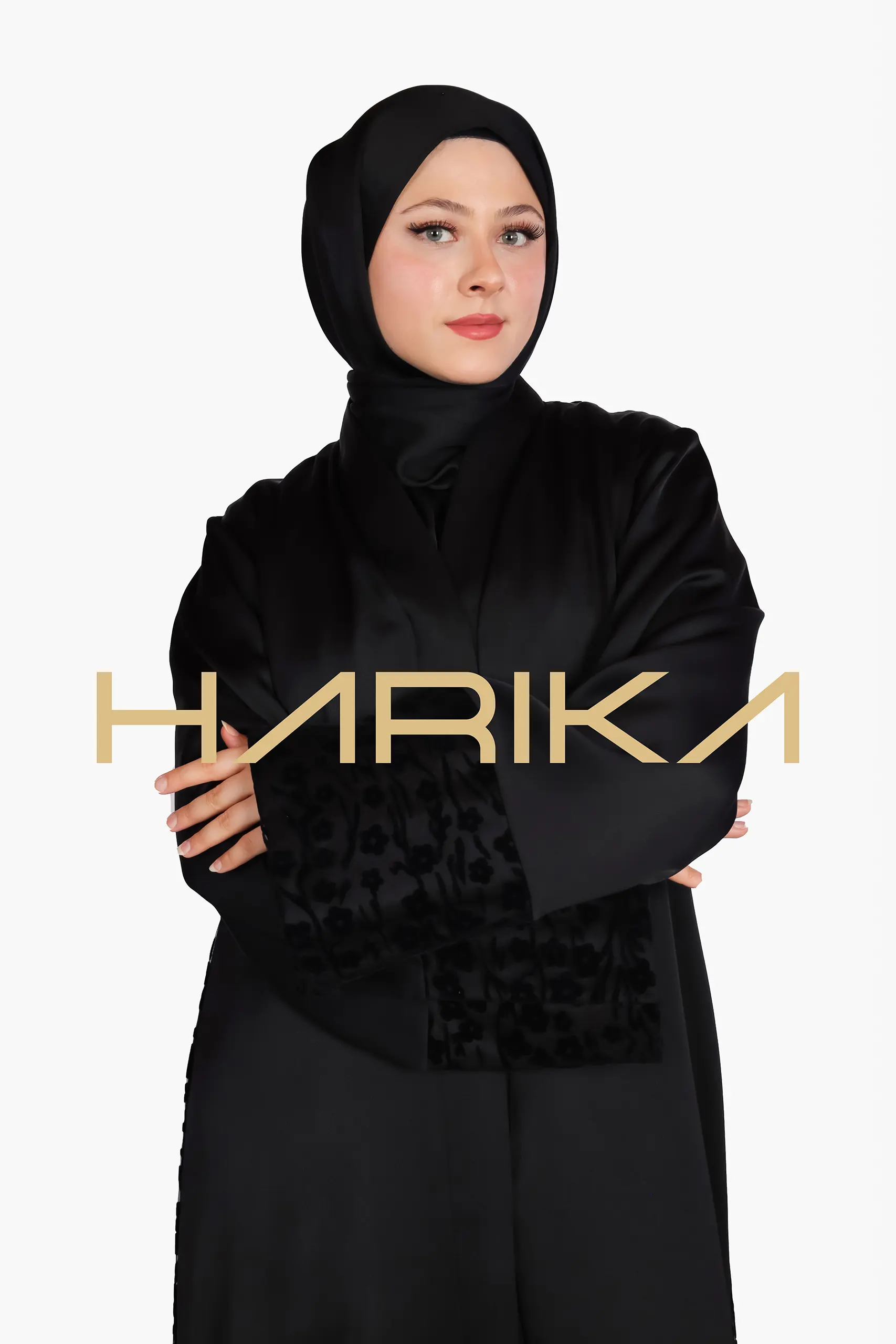 Black abaya with rose details - Image 6