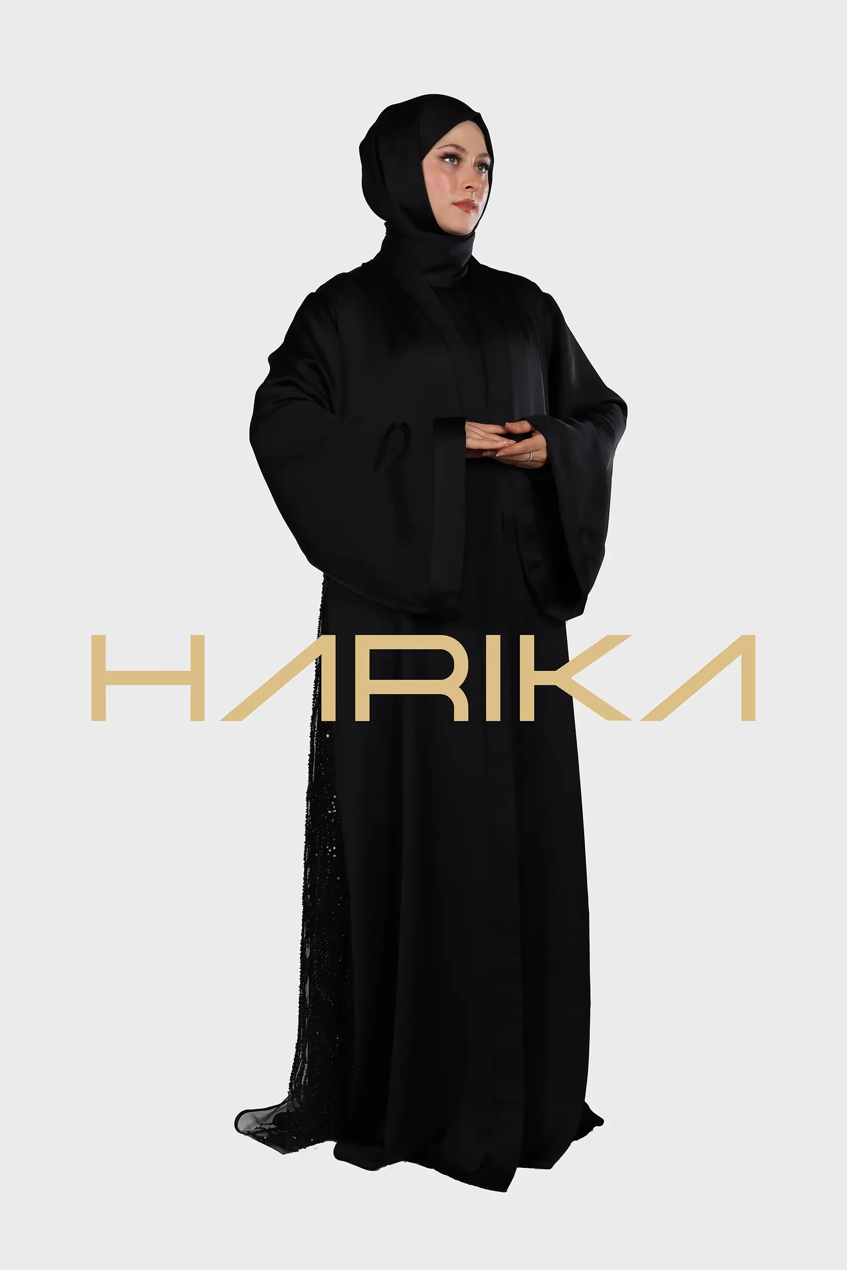 Embroidered Black Abaya - Image 2
