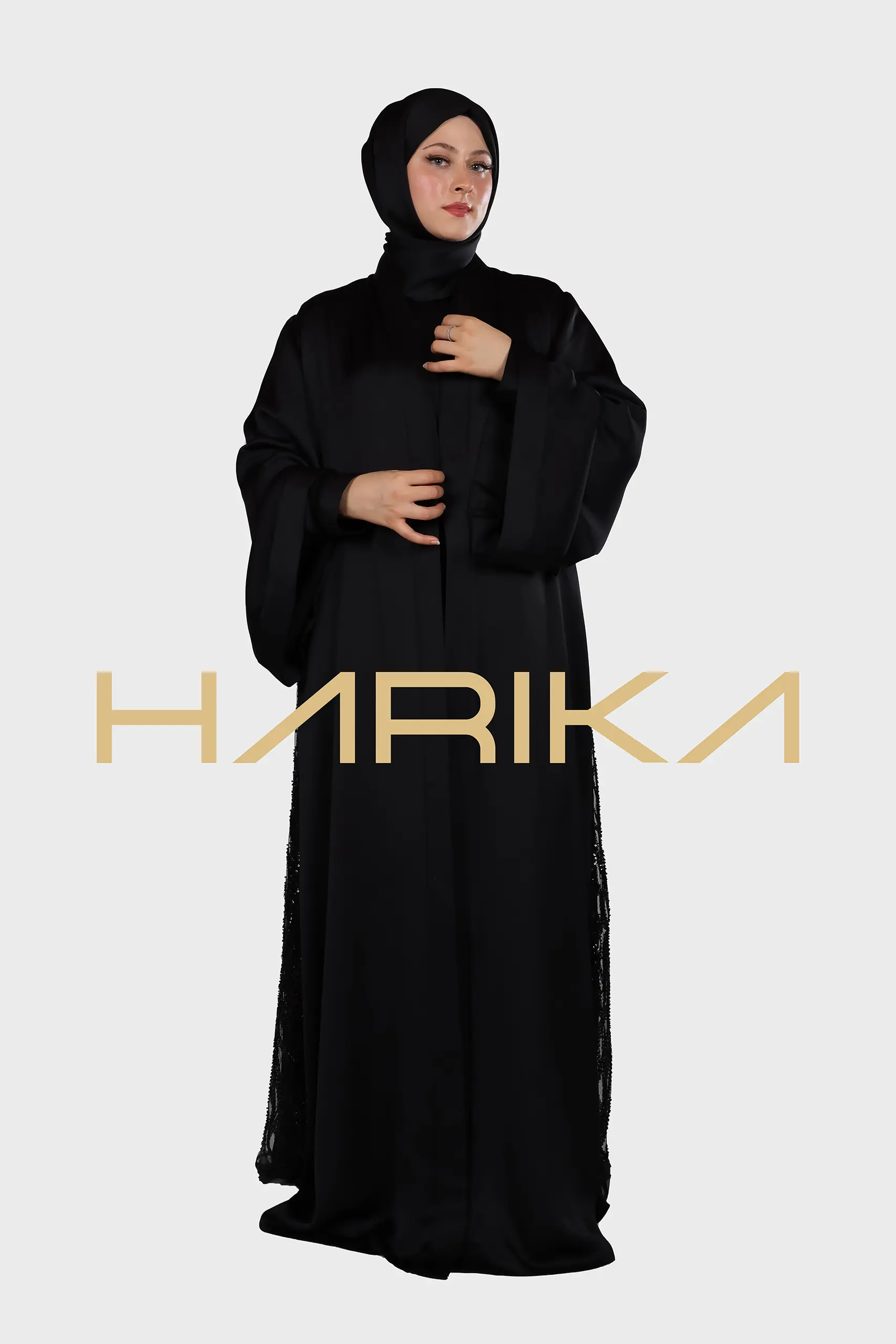 Embroidered Black Abaya - Image 3