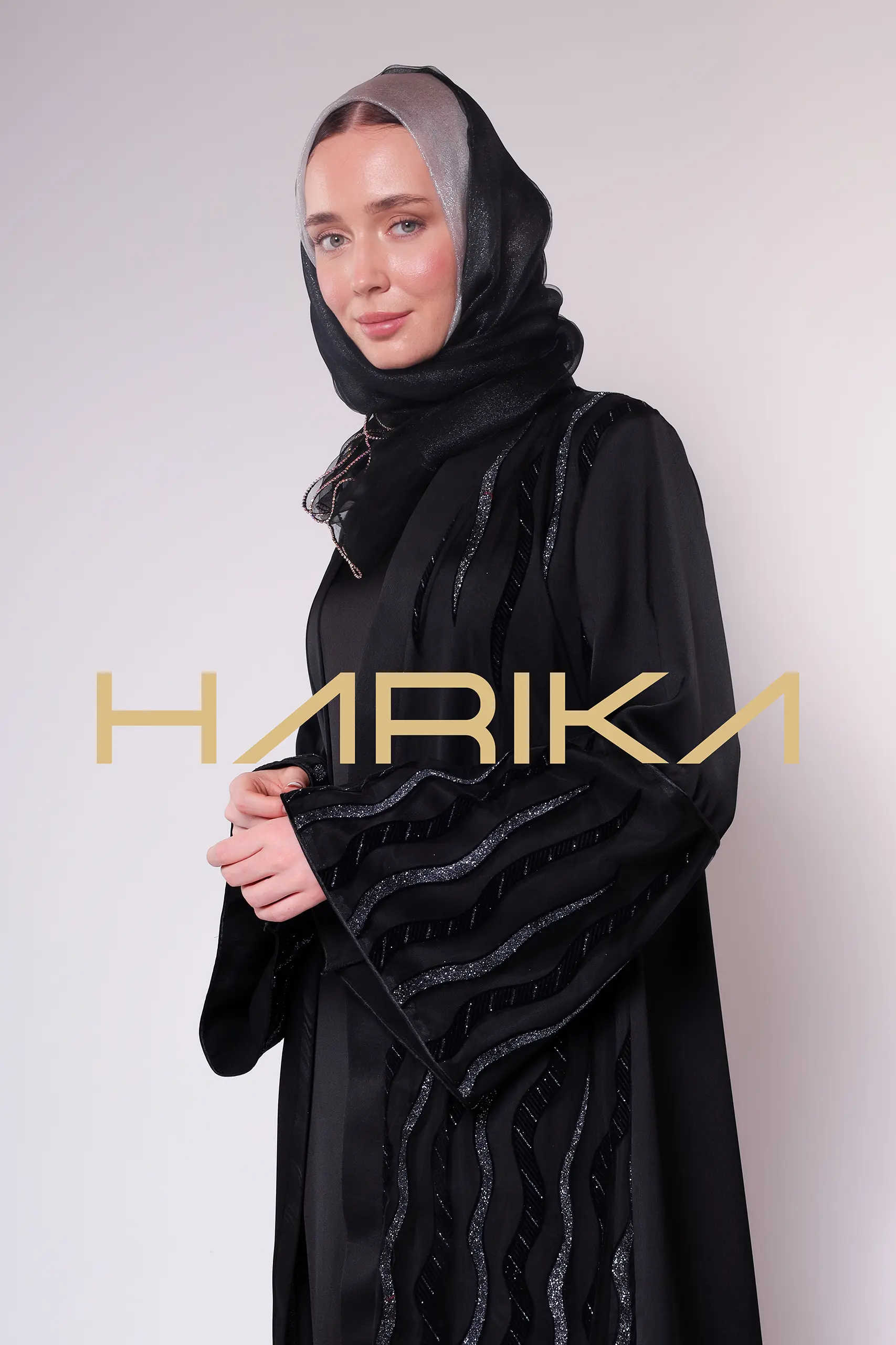 Black and silver detailed stylish Abaya - Image 7