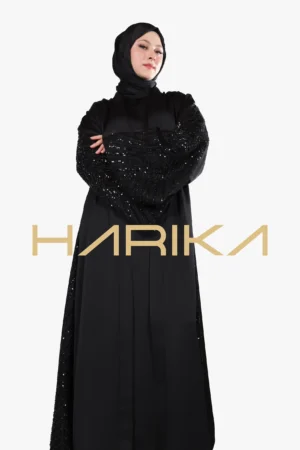 Stylish black embroidered abaya set