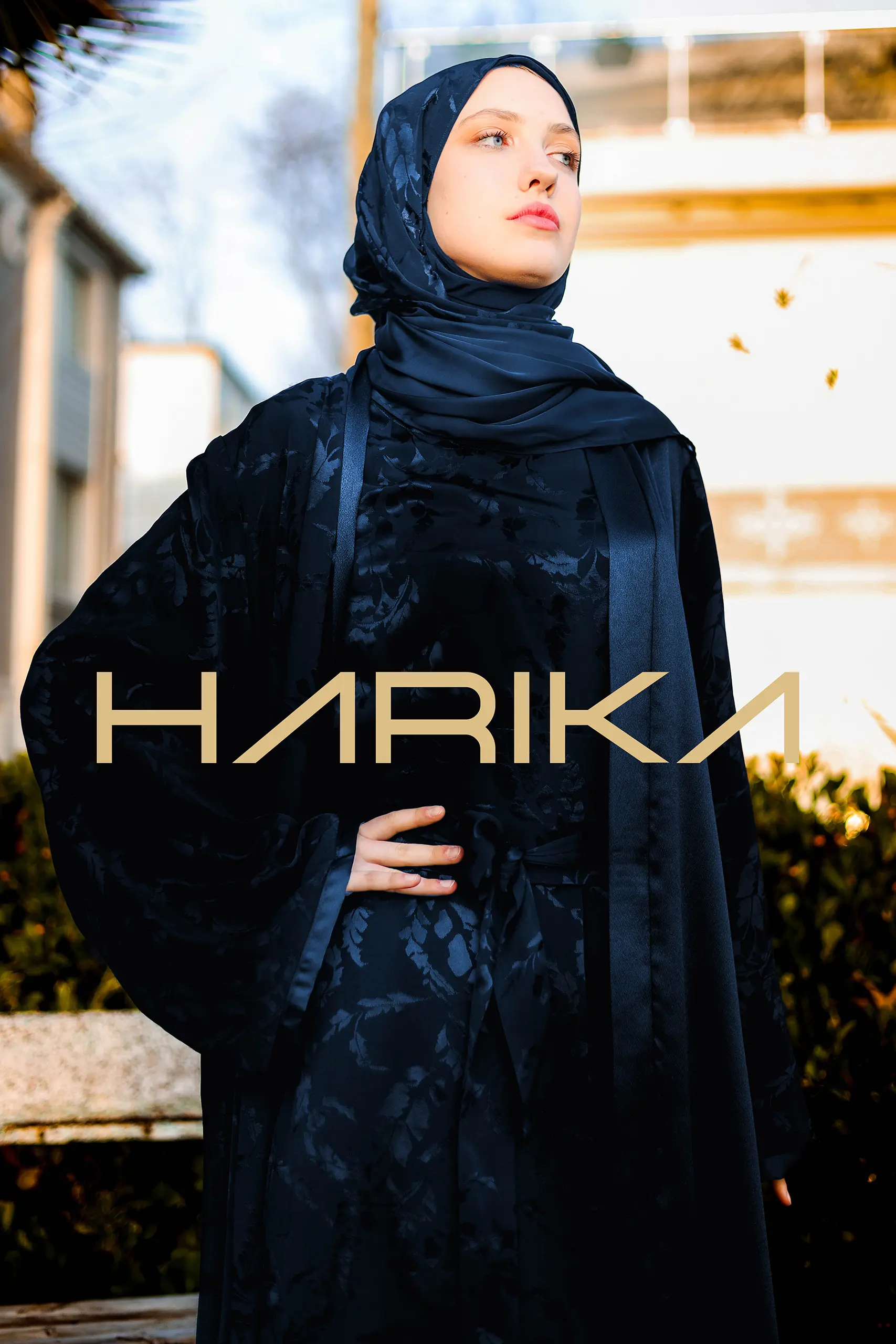 Jessica Premium Silk Navy Blue 3-Piece Abaya Set - Image 11
