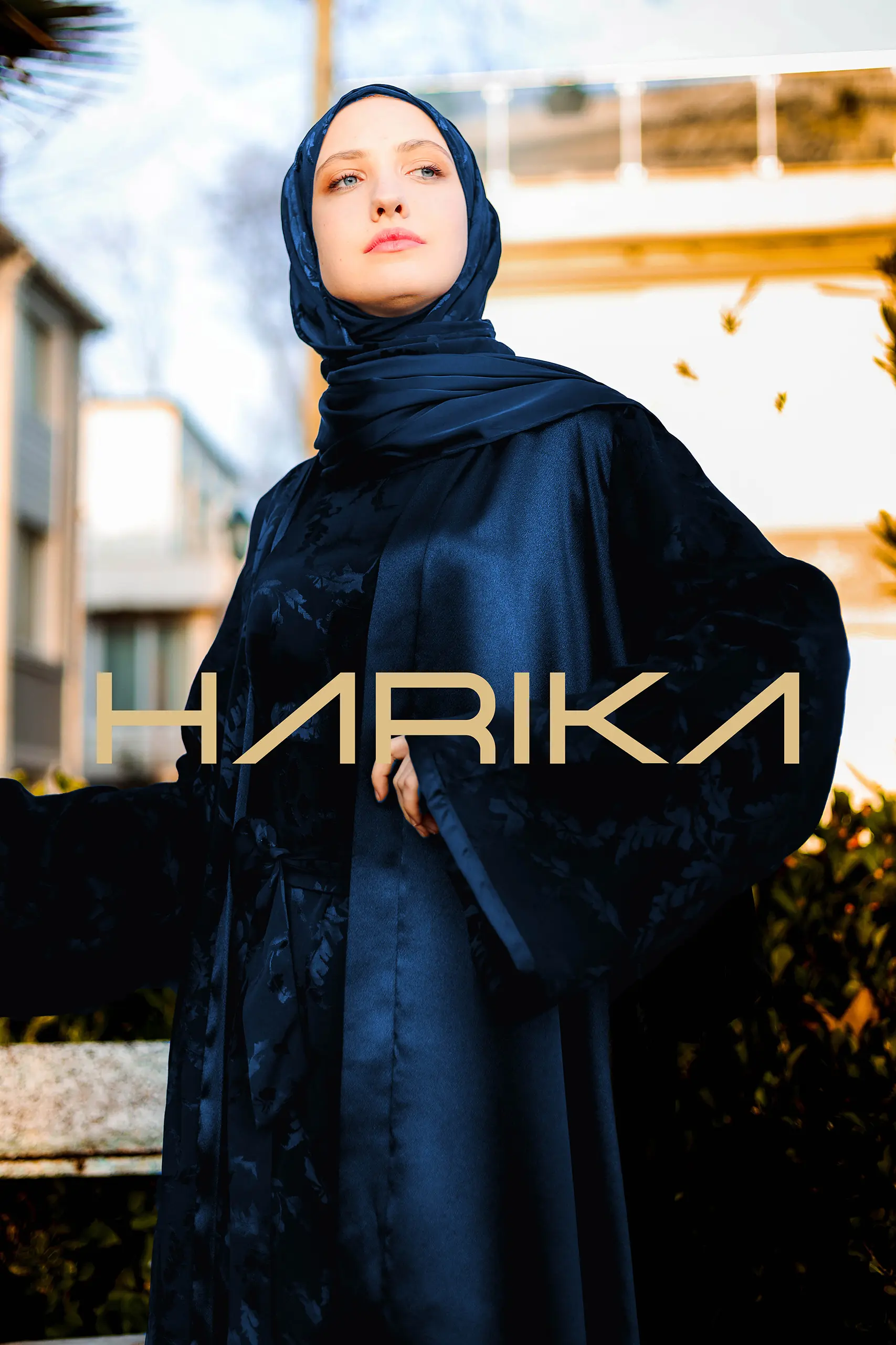 Jessica Premium Silk Navy Blue 3-Piece Abaya Set - Image 2