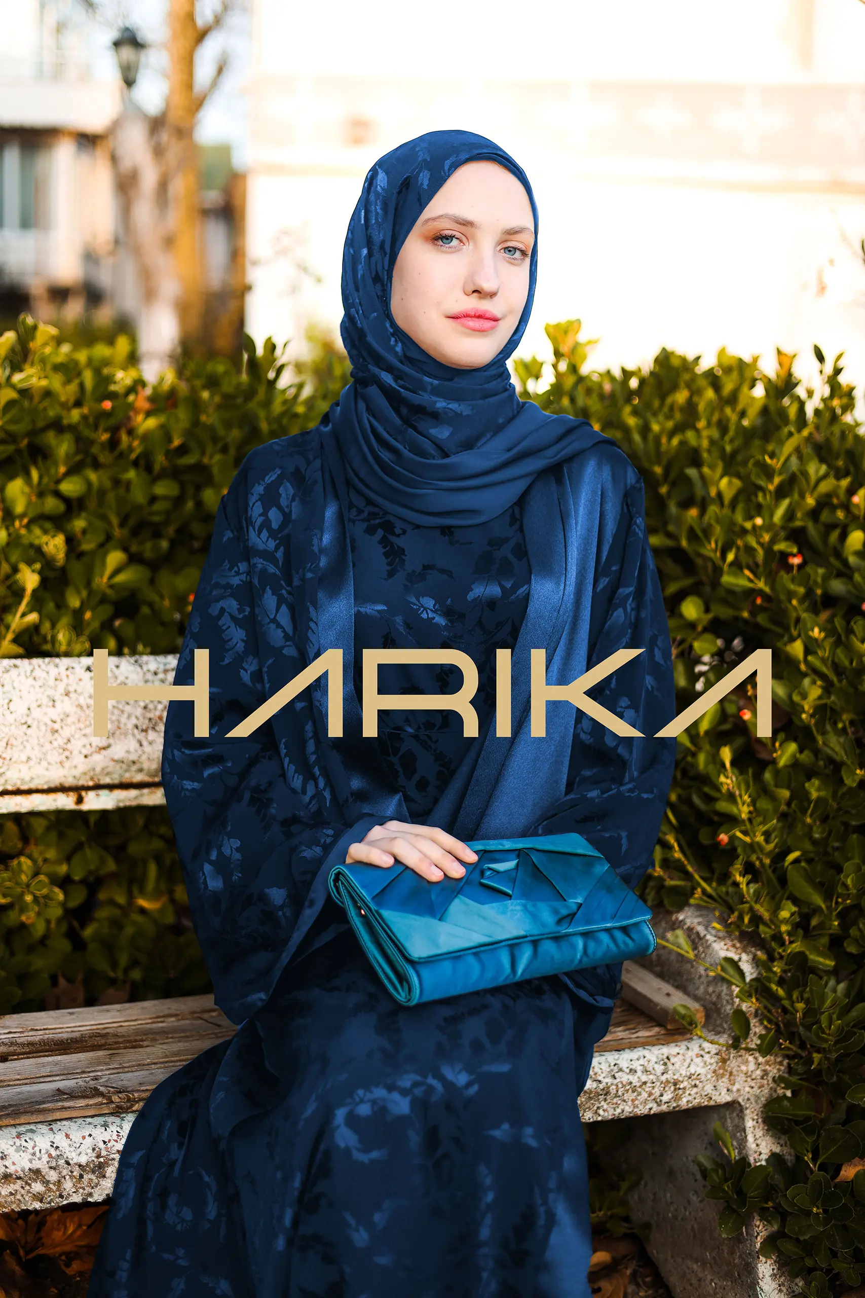 Jessica Premium Silk Navy Blue 3-Piece Abaya Set - Image 6