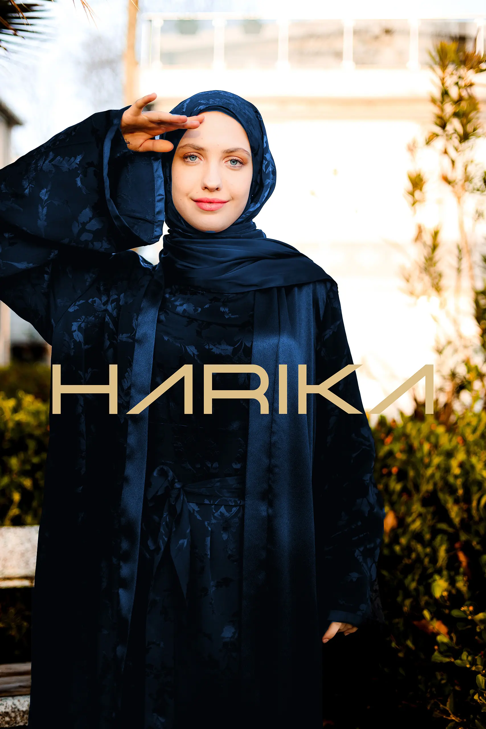 Jessica Premium Silk Navy Blue 3-Piece Abaya Set - Image 5