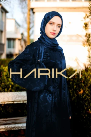 Jessica Premium Silk Navy Blue 3-Piece Abaya Set