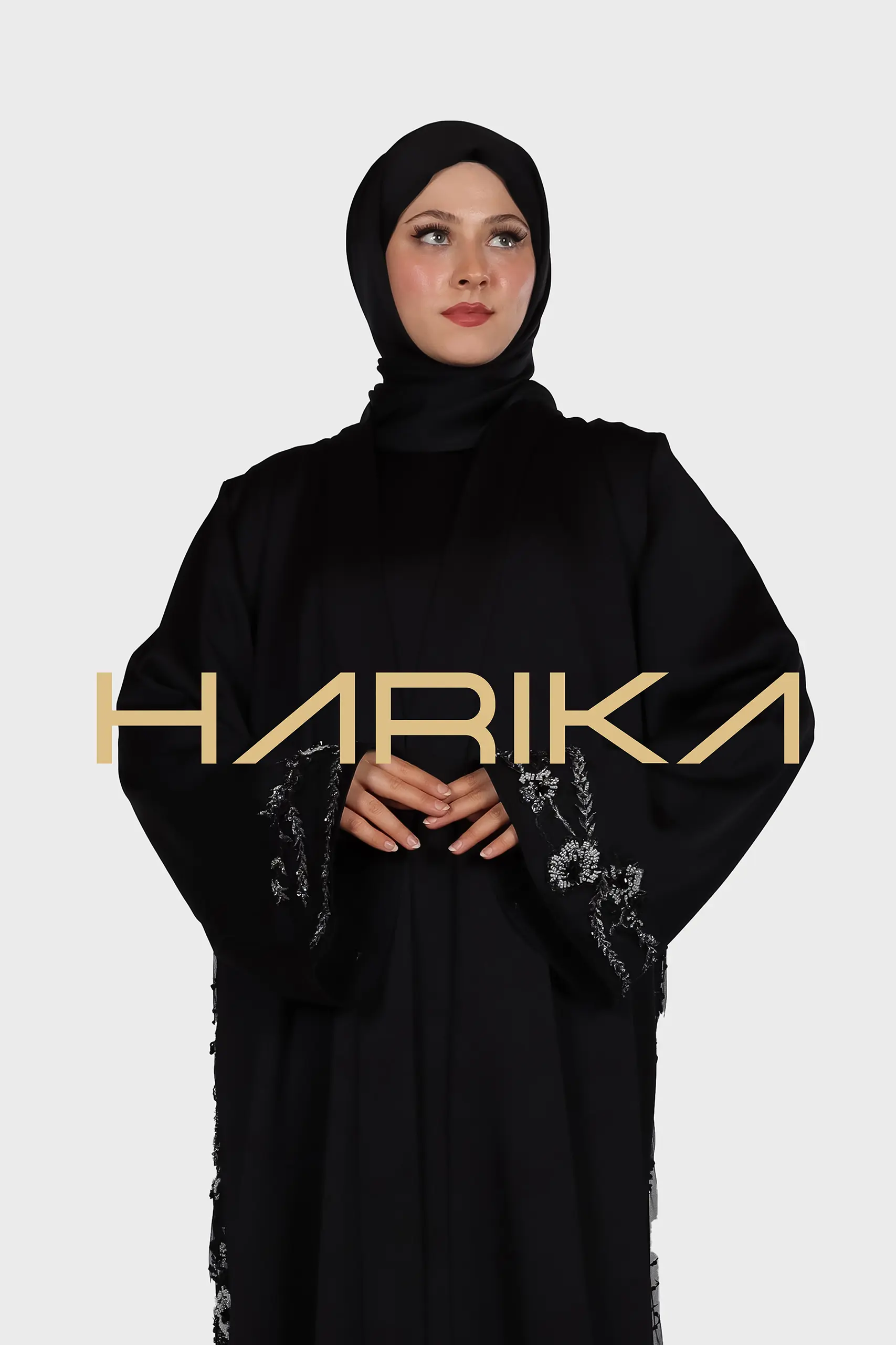 Swarovski Crystals Floral Abaya - Image 2