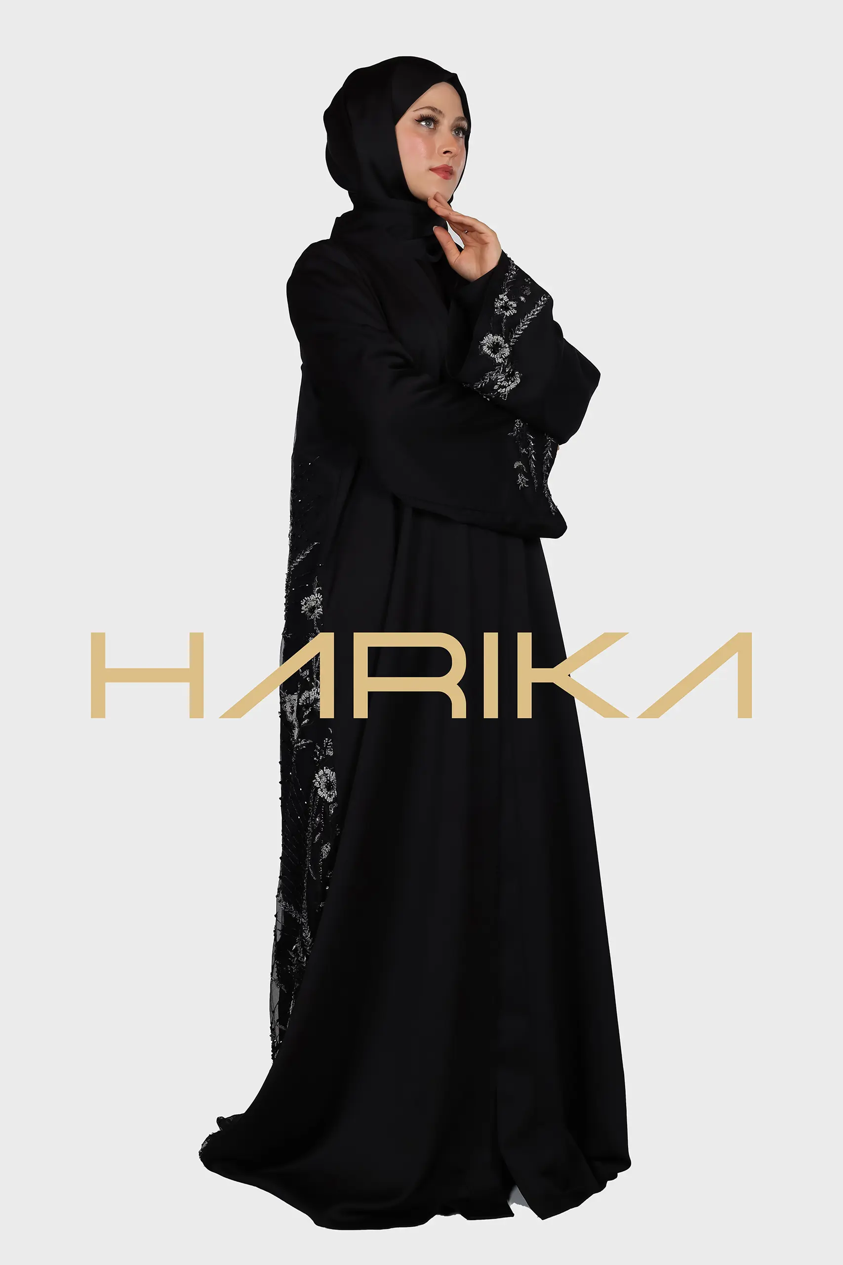 Swarovski Crystals Floral Abaya - Image 3