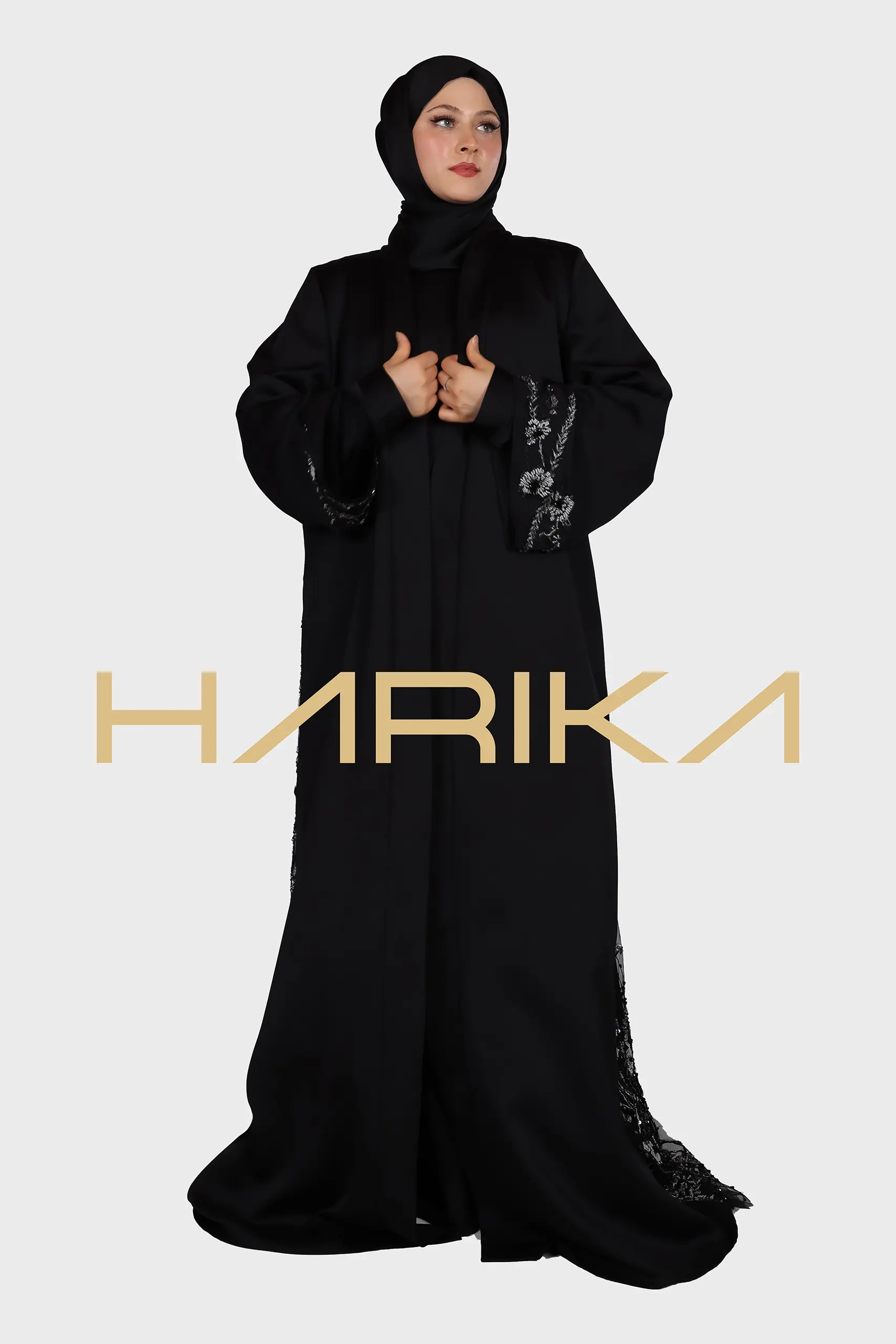Swarovski Crystals Floral Abaya - Image 10