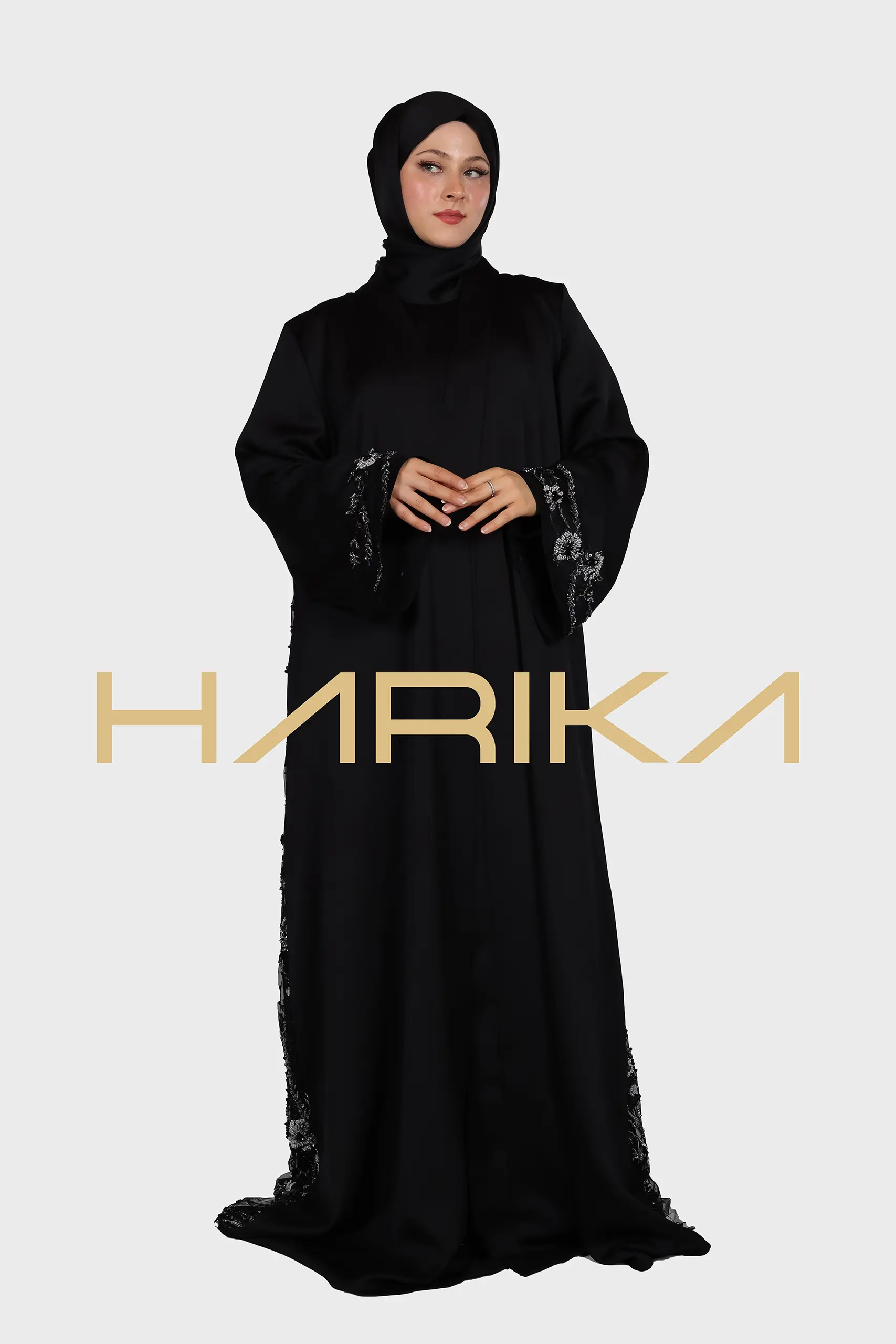 Swarovski Crystals Floral Abaya - Image 5