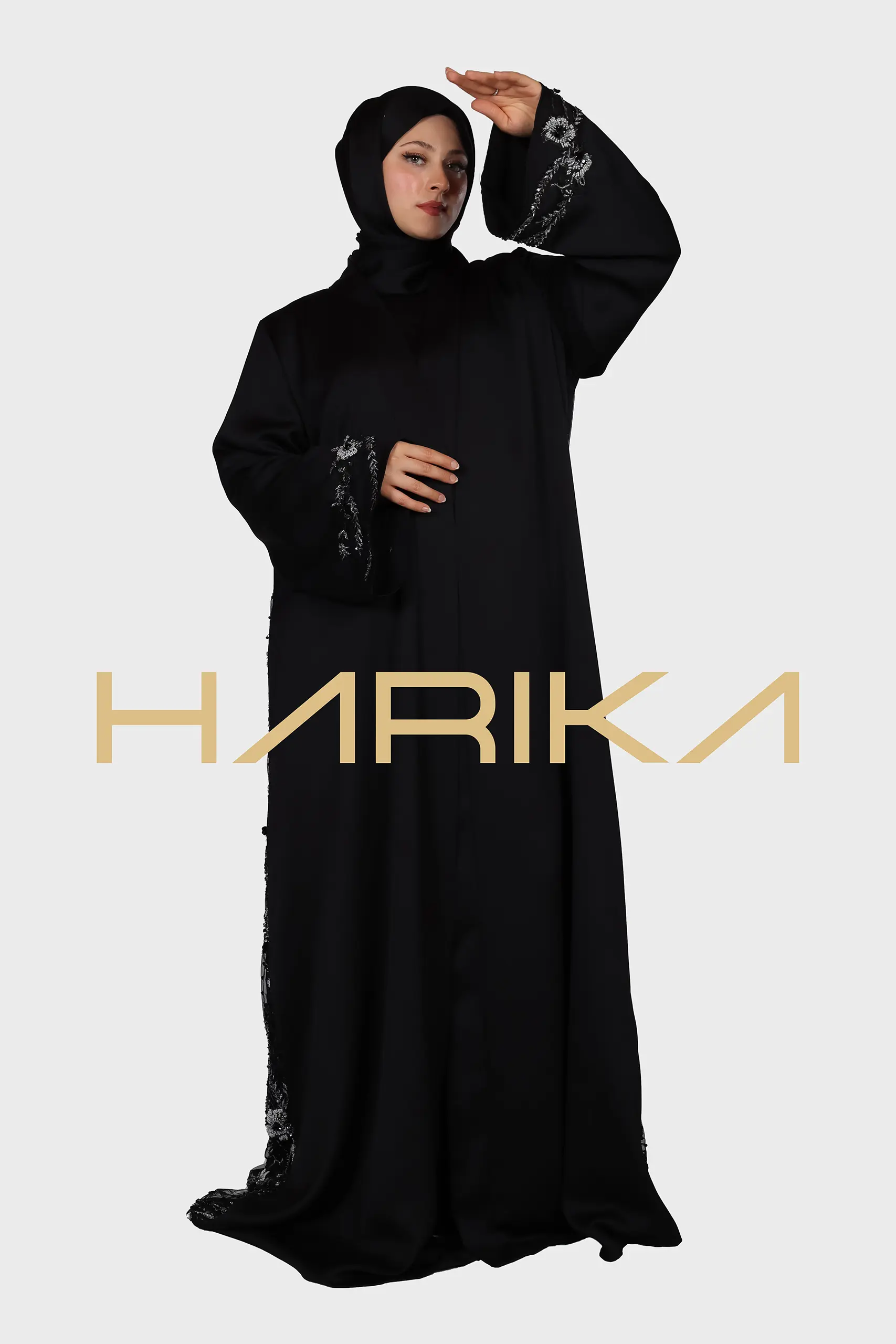 Swarovski Crystals Floral Abaya - Image 4