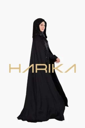 Elegant black hooded abaya set