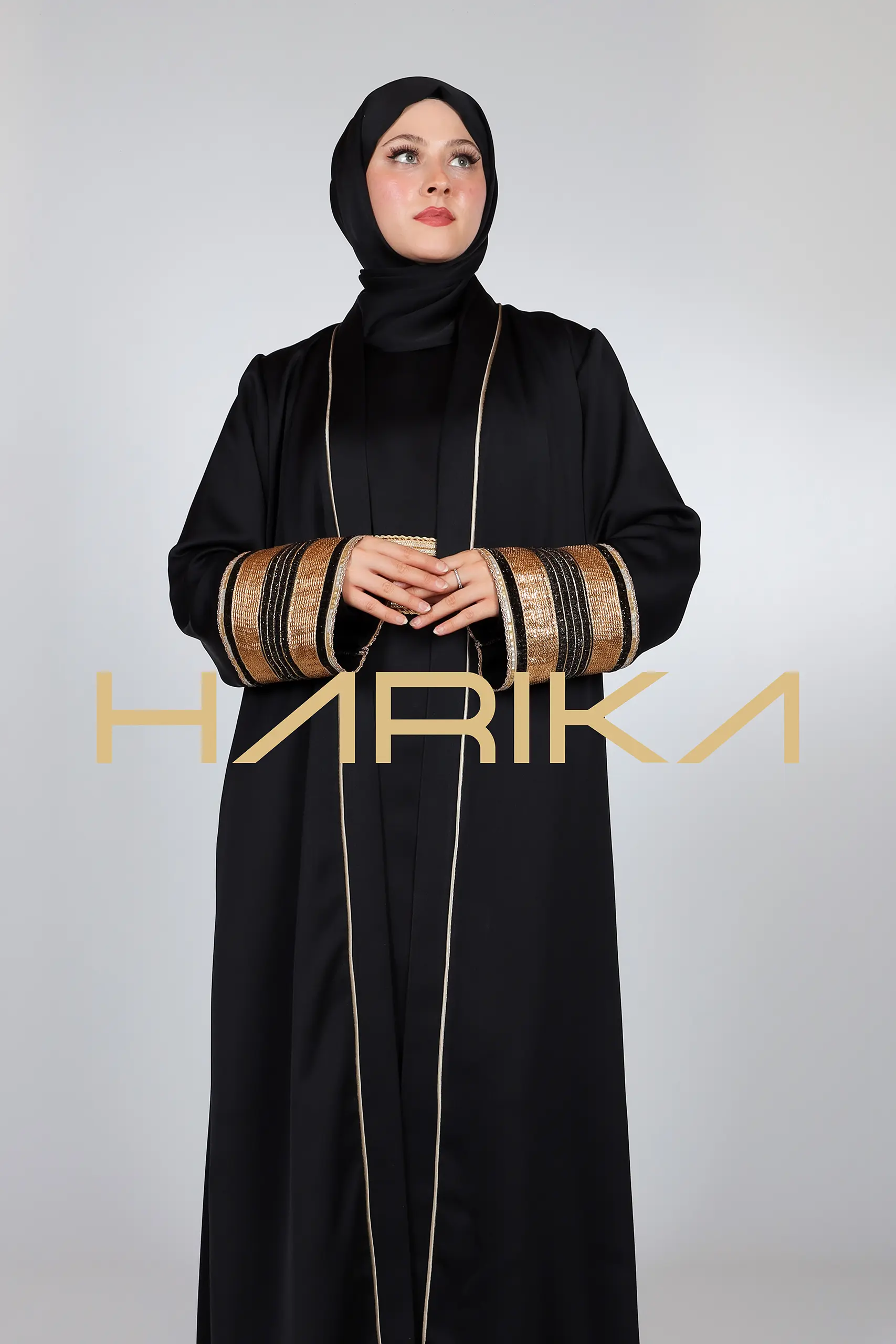 Black Gold Detailed Luxury Abaya - Traditional Elegance and Modern Design Meet (the dress is not included) - Image 10