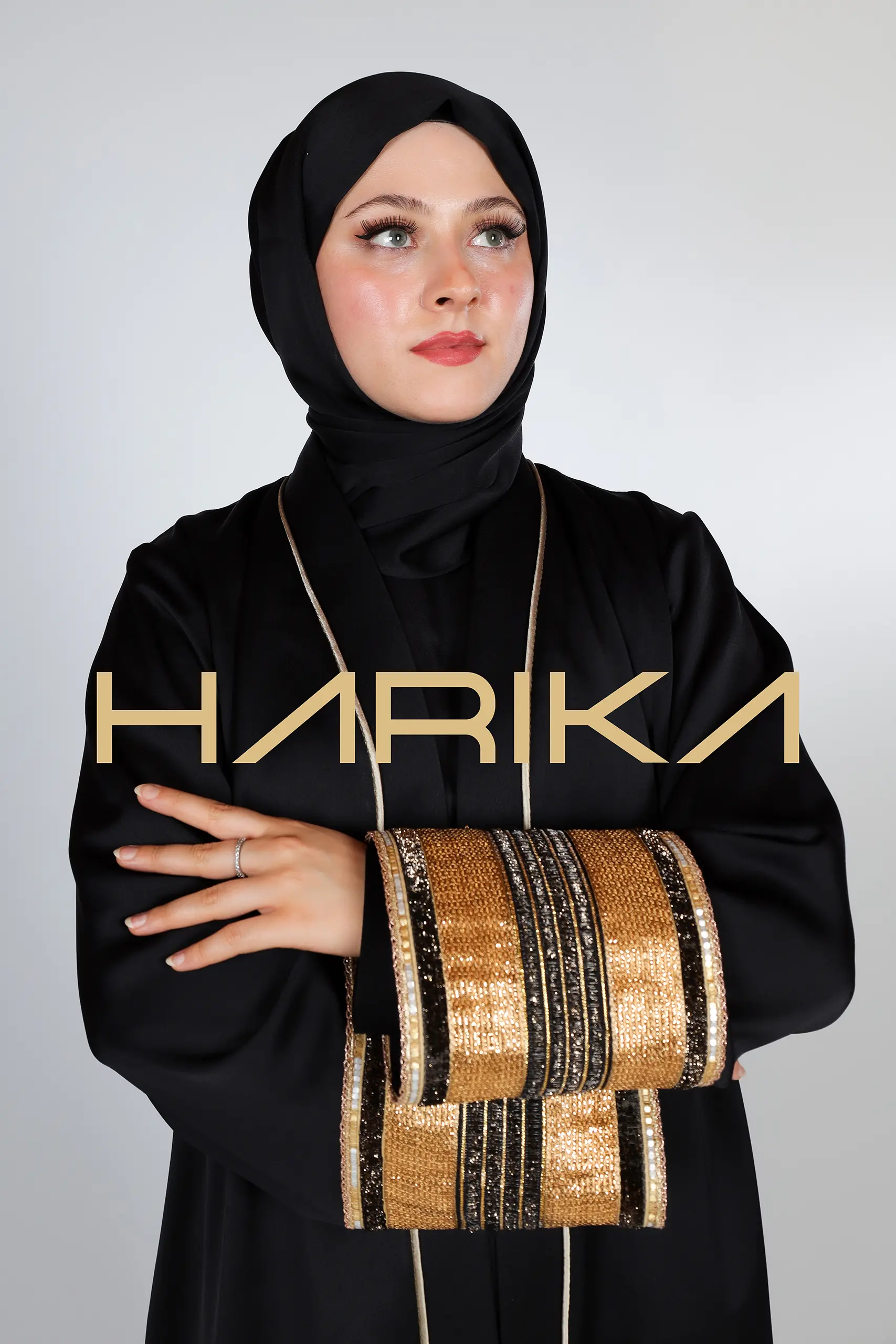 Black Gold Detailed Luxury Abaya - Traditional Elegance and Modern Design Meet (the dress is not included) - Image 9
