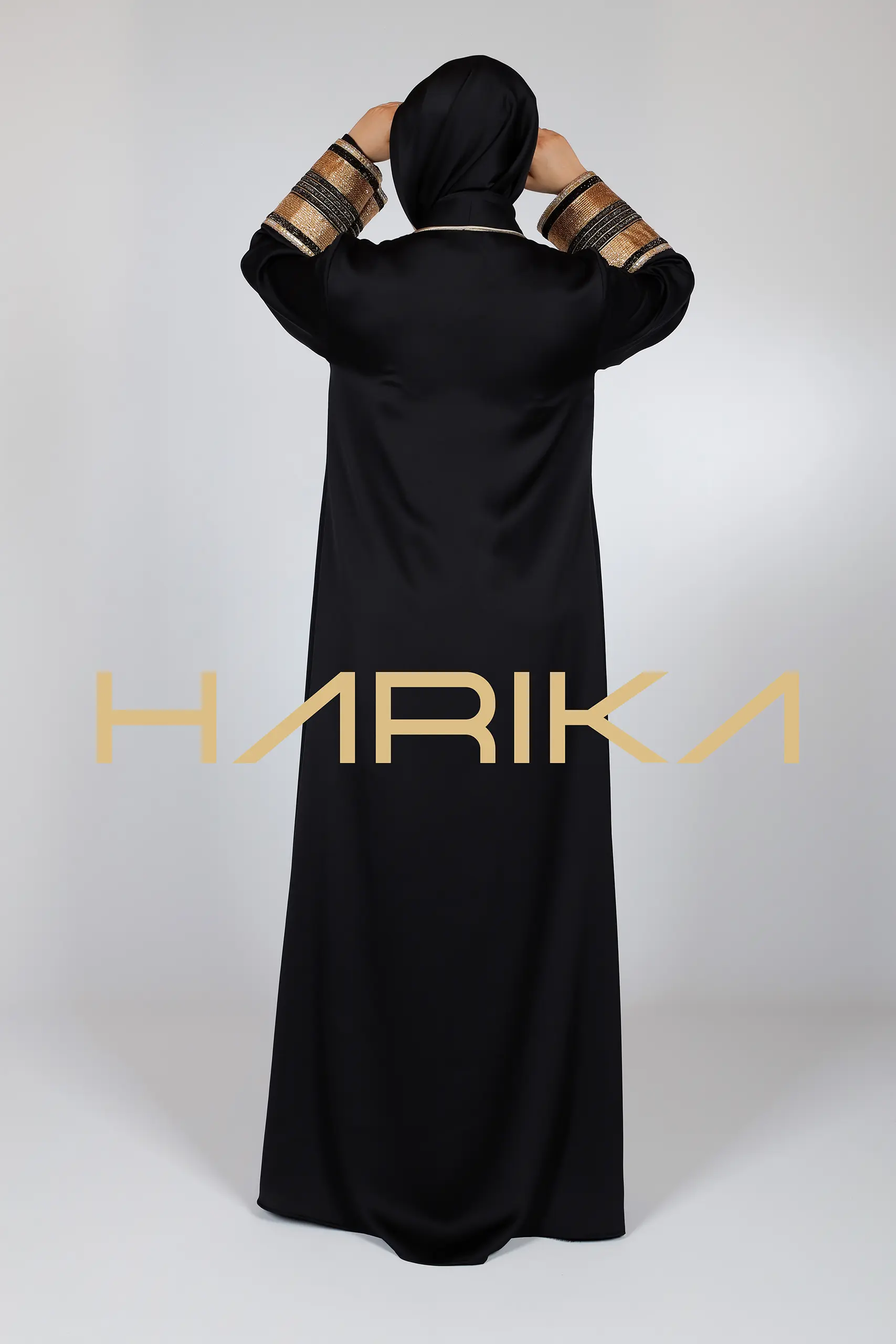 Black Gold Detailed Luxury Abaya - Traditional Elegance and Modern Design Meet (the dress is not included) - Image 6
