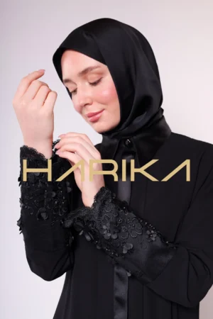 High-quality Black Dubai Silk Abaya