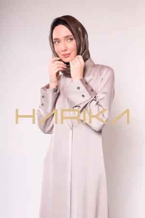 Beige jacket abaya with button details