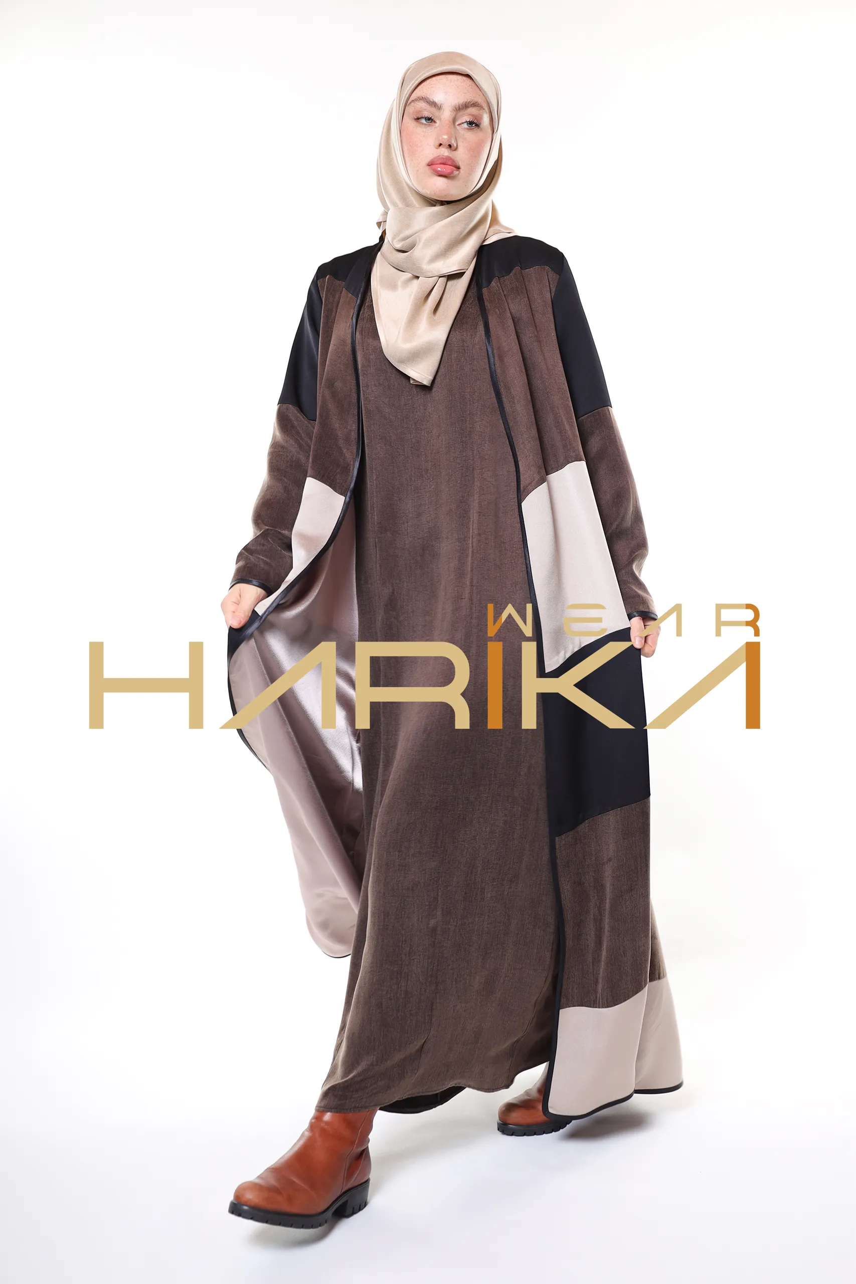 ALASIL Abaya – Luxury Cobra Abaya in Brown, Beige and Black Tones (the dress is not included) - Image 13