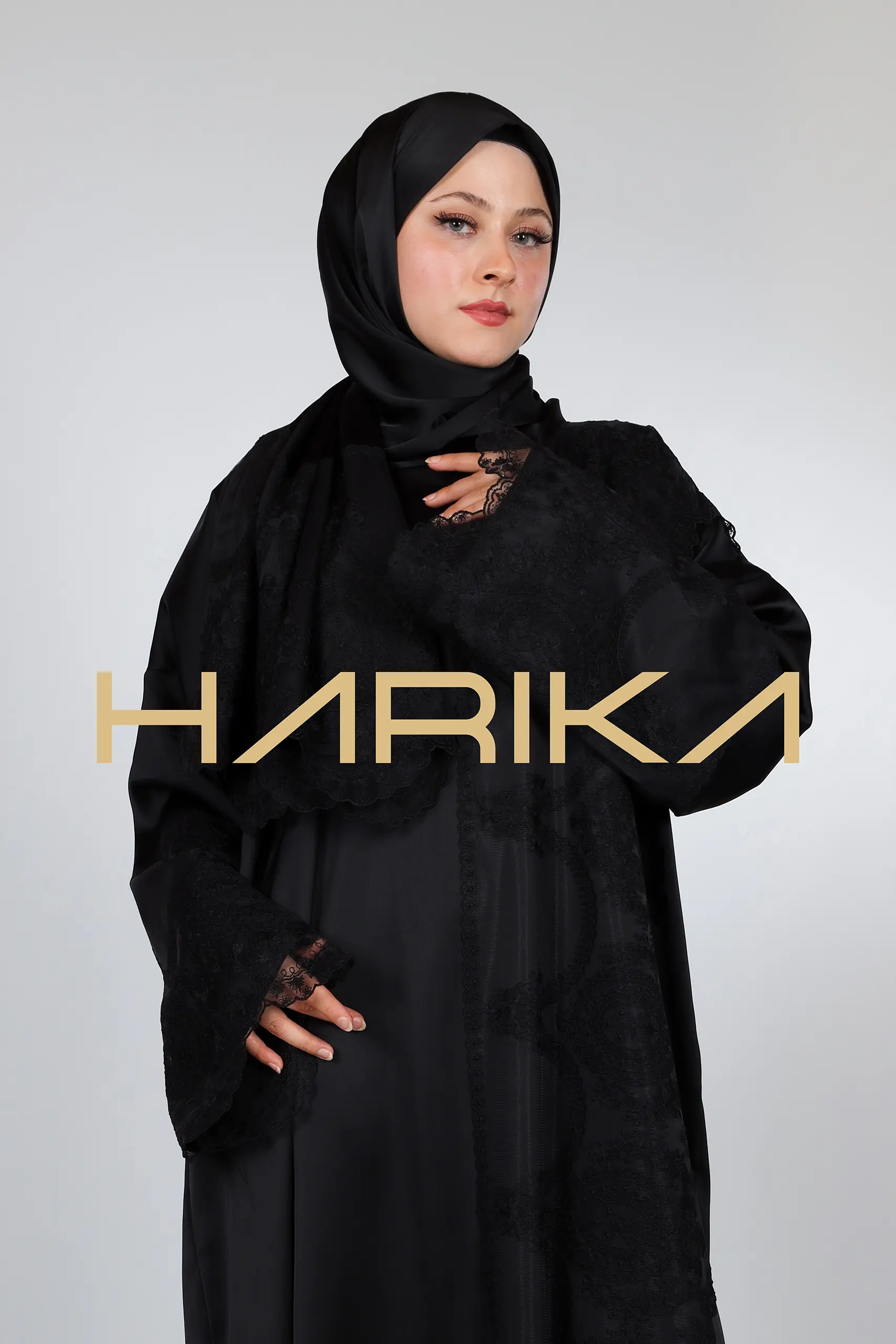 Prayer abaya designed with zara satin and lace - Image 2