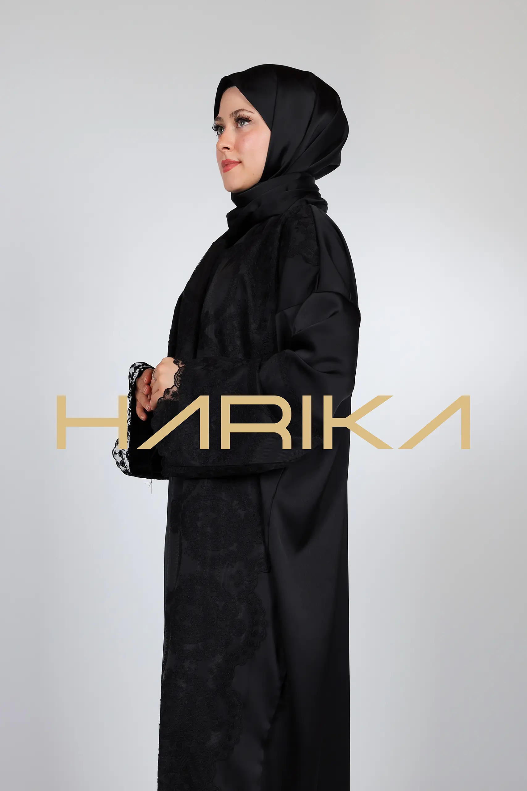 Prayer abaya designed with zara satin and lace - Image 8