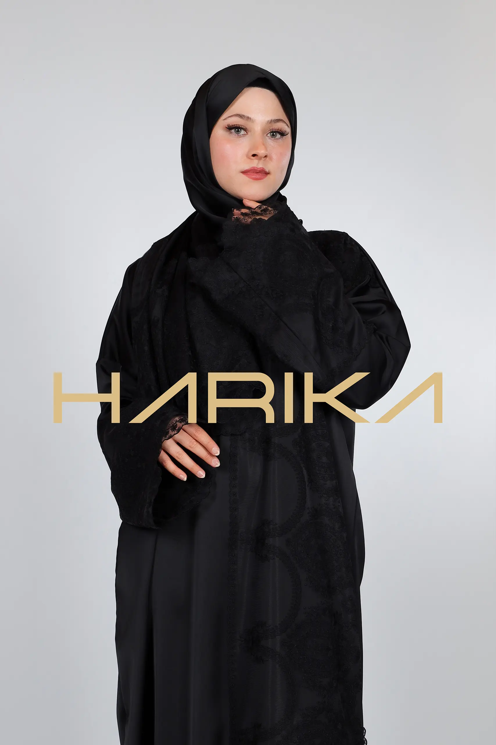 Prayer abaya designed with zara satin and lace - Image 7
