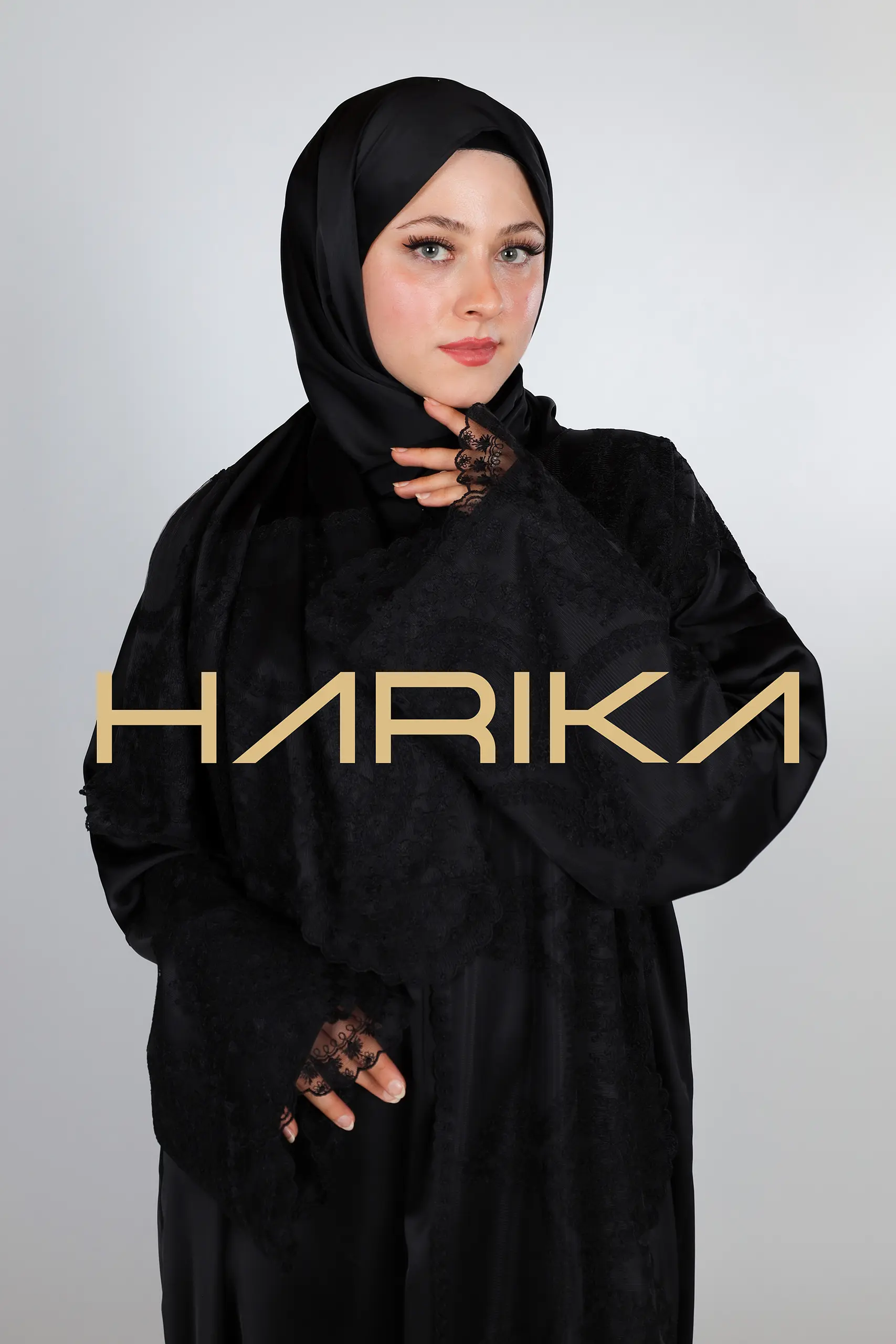 Prayer abaya designed with zara satin and lace - Image 6