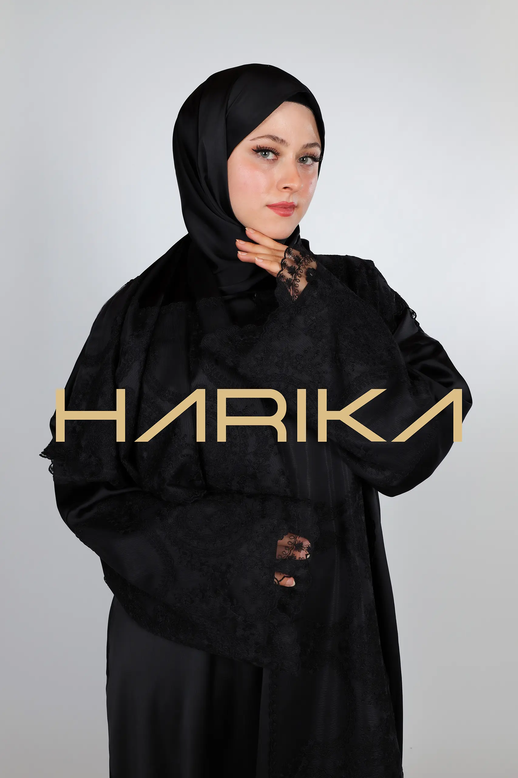 Prayer abaya designed with zara satin and lace - Image 5