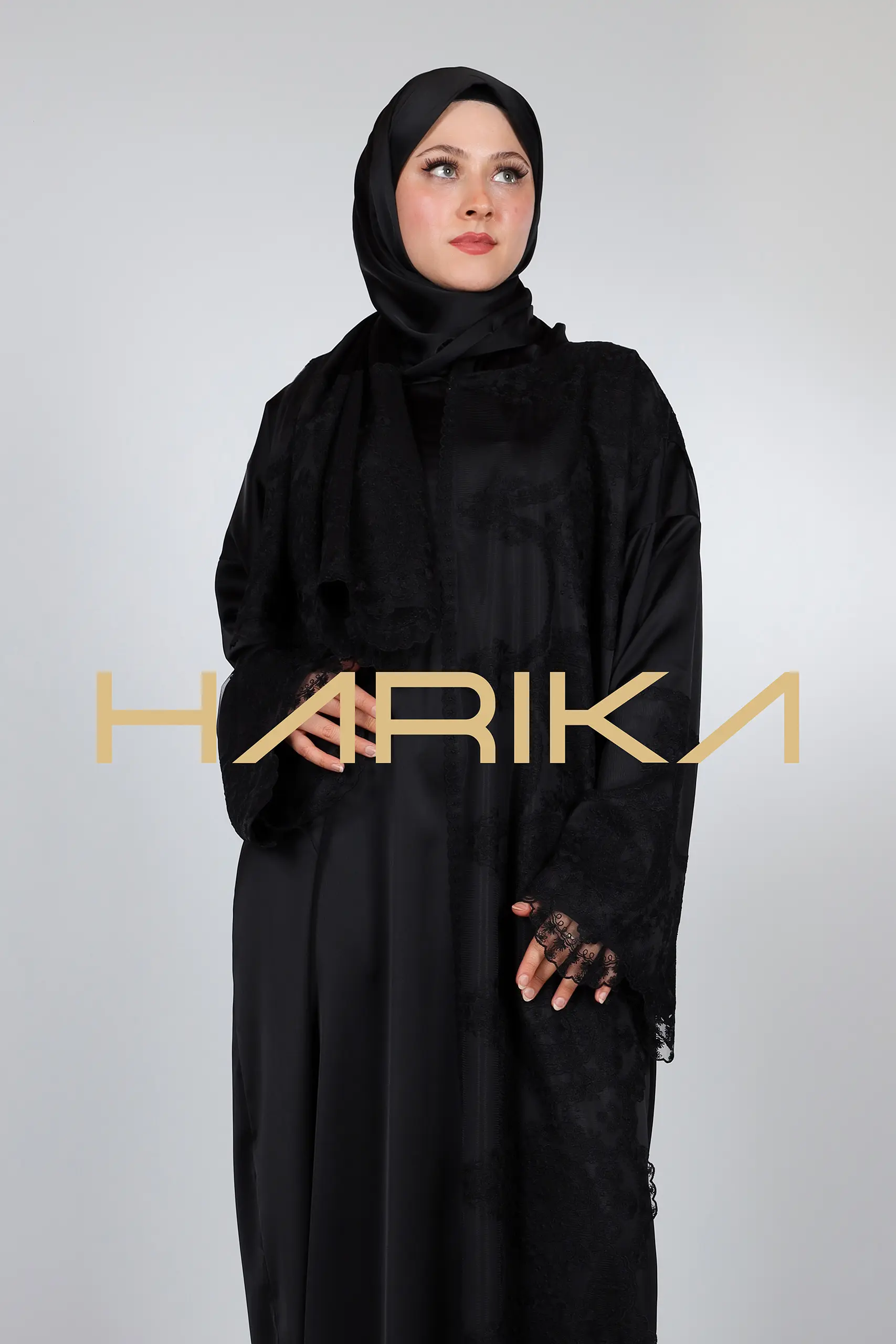 Prayer abaya designed with zara satin and lace
