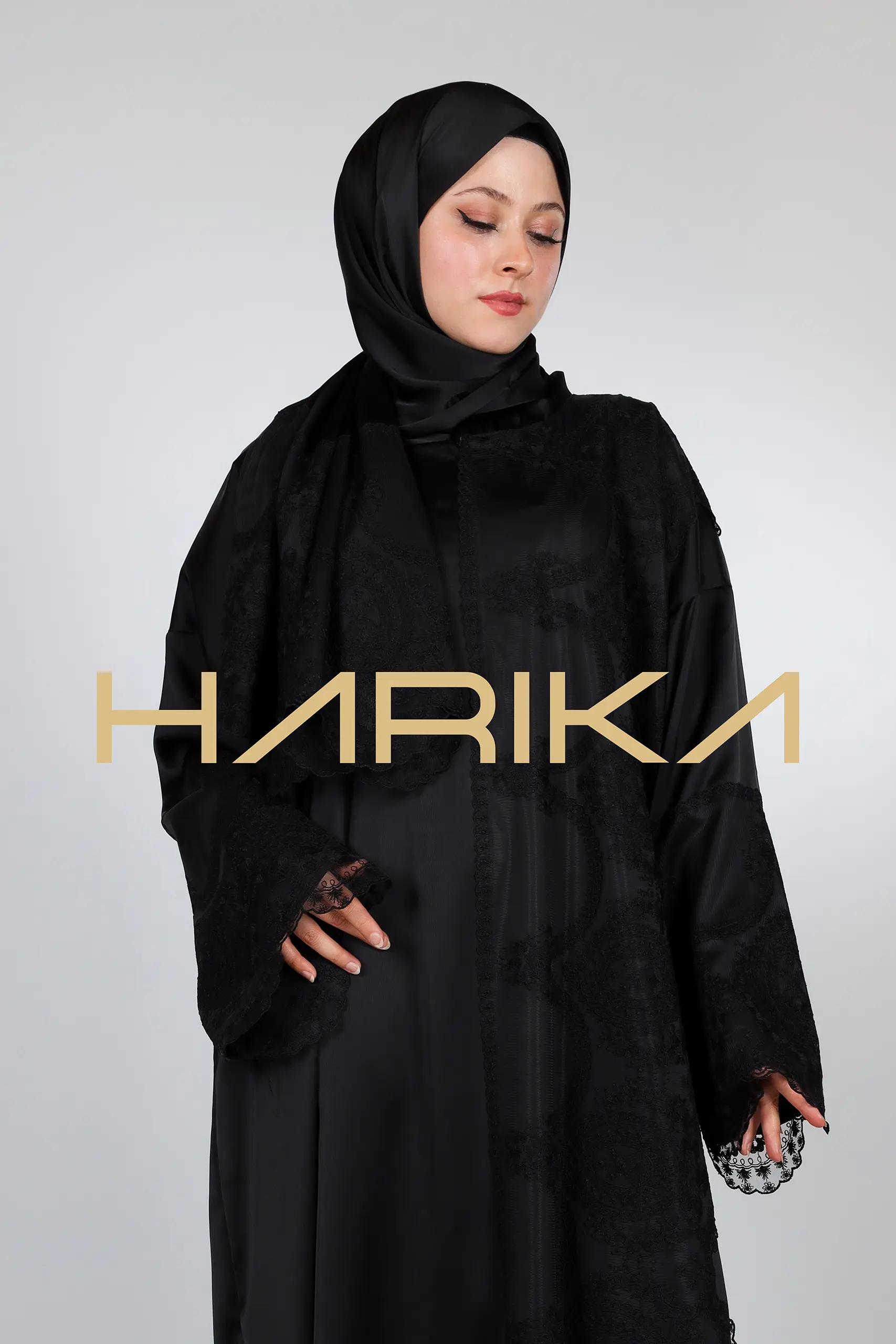 Prayer abaya designed with zara satin and lace - Image 9
